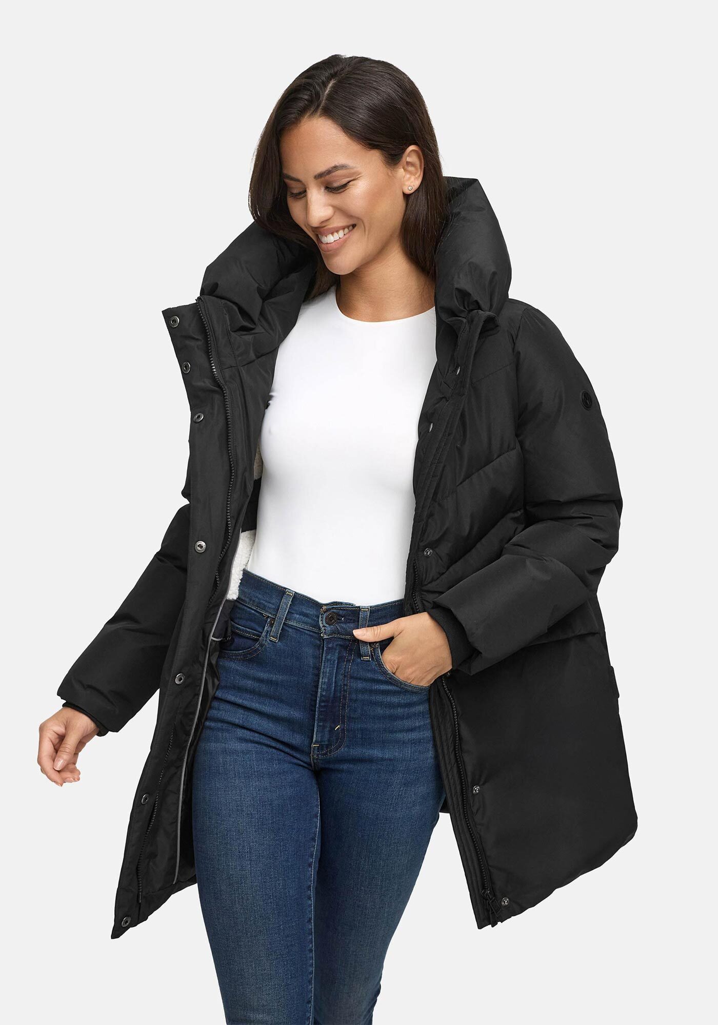 Marikoo Winterjacke Delilah mit kuschelig warmem Teddyfleece und hohem Kragen – Bild 4 von 5