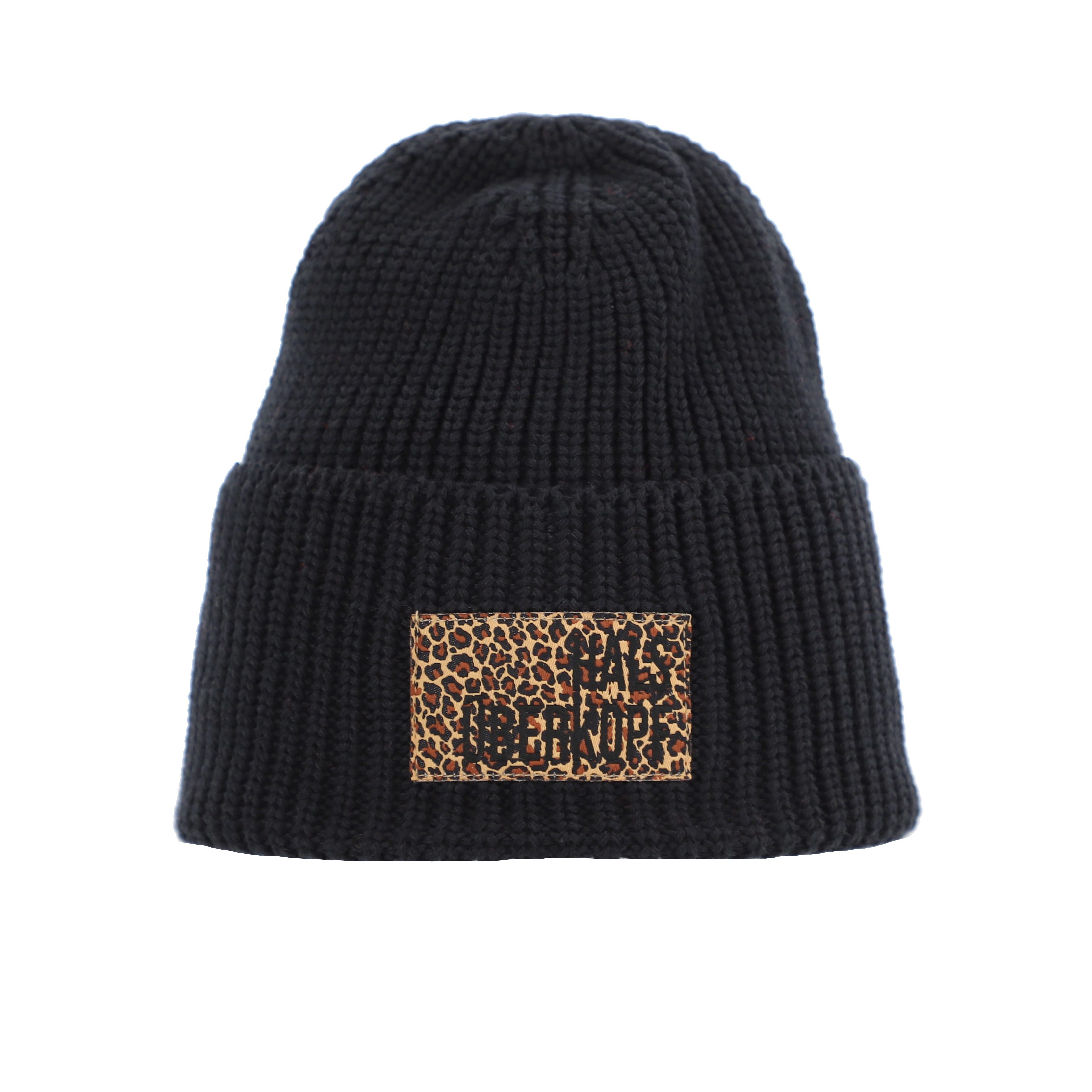 halsüberkopf Accessoires Strickmütze mit Leo-Badge und Schriftzug Halsüberk günstig online kaufen