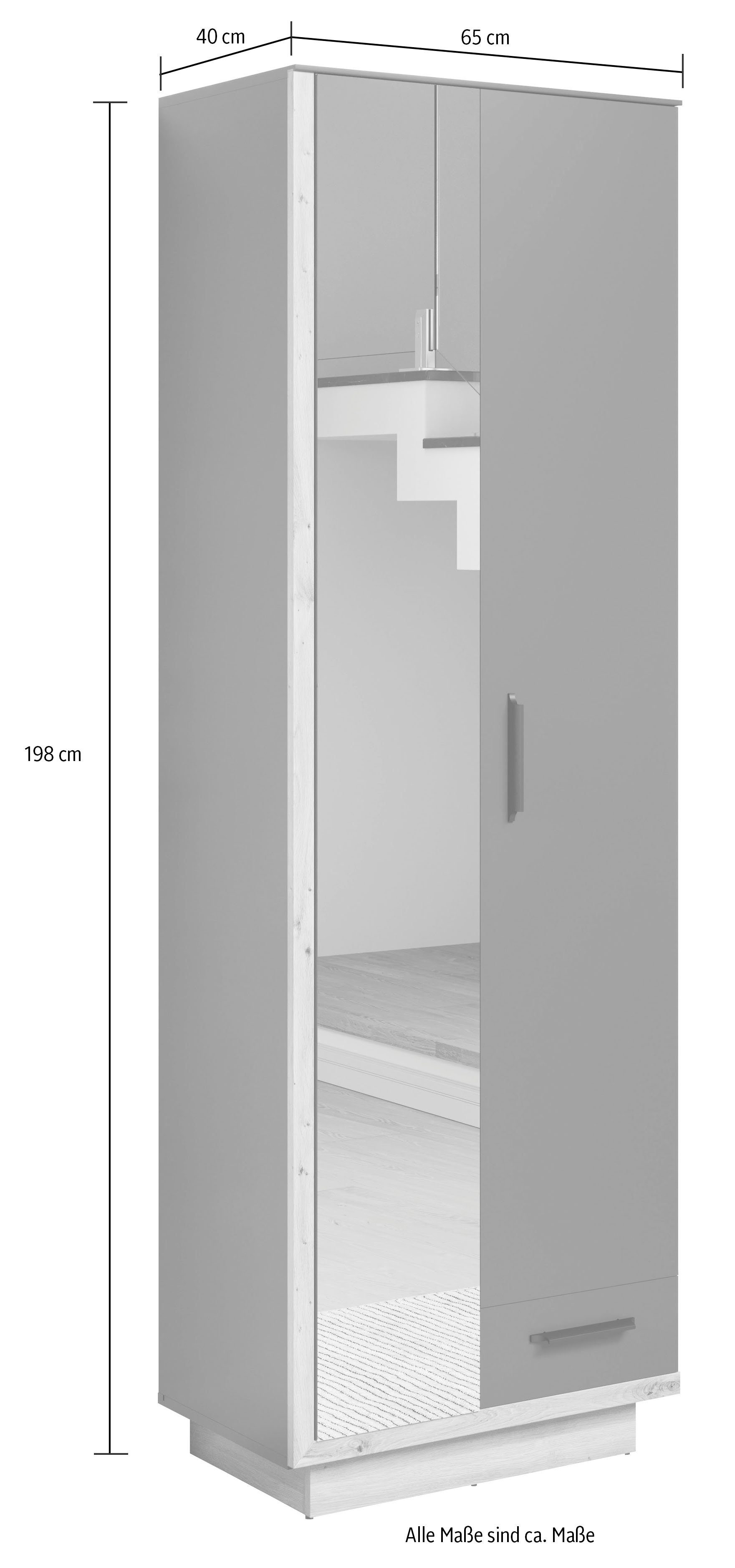 INOSIGN Garderobenschrank Premont (1-St) mit Spiegel, Maße 65/198/40 cm, B/H/T ca. Soft-Close