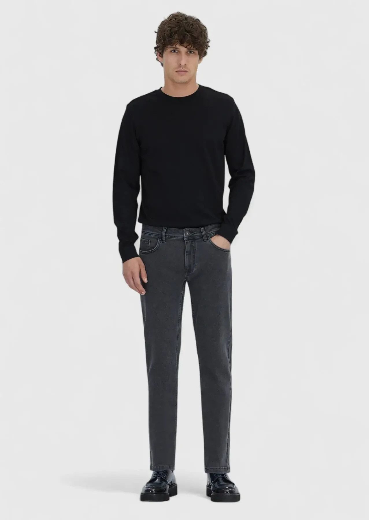 RAMSEY Jeanslatzhose Hard Coal Slim Fit Denim-Baumwollmischung-Hose