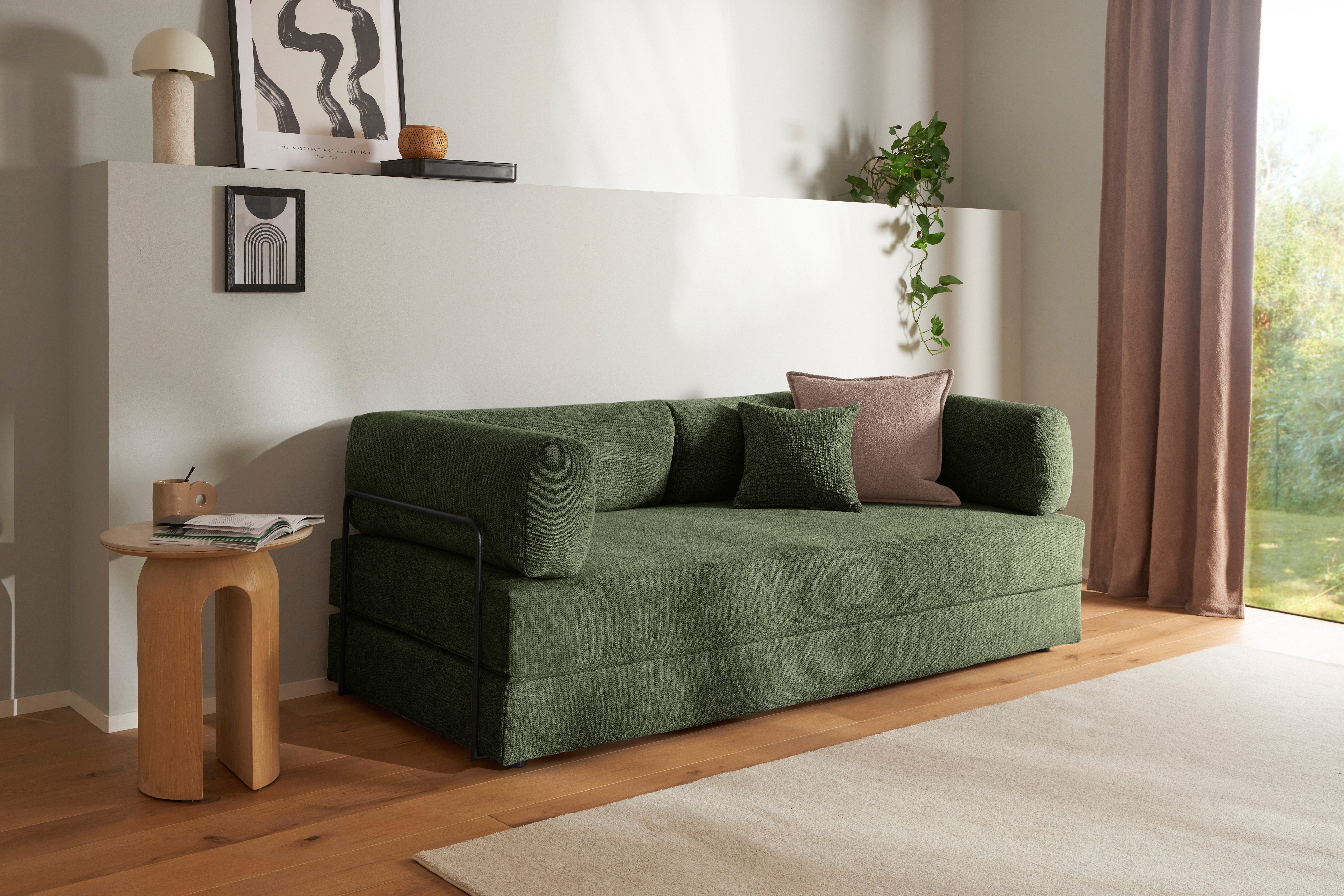 homsy by Ana Johnson Schlafsofa Folda Dauerschläfer, B: 206 cm, Liegefl. 181x198 cm, mit Bett-/Schlaffunktion, inkl. 1x Zierkissen, Tonnentaschenfederkern