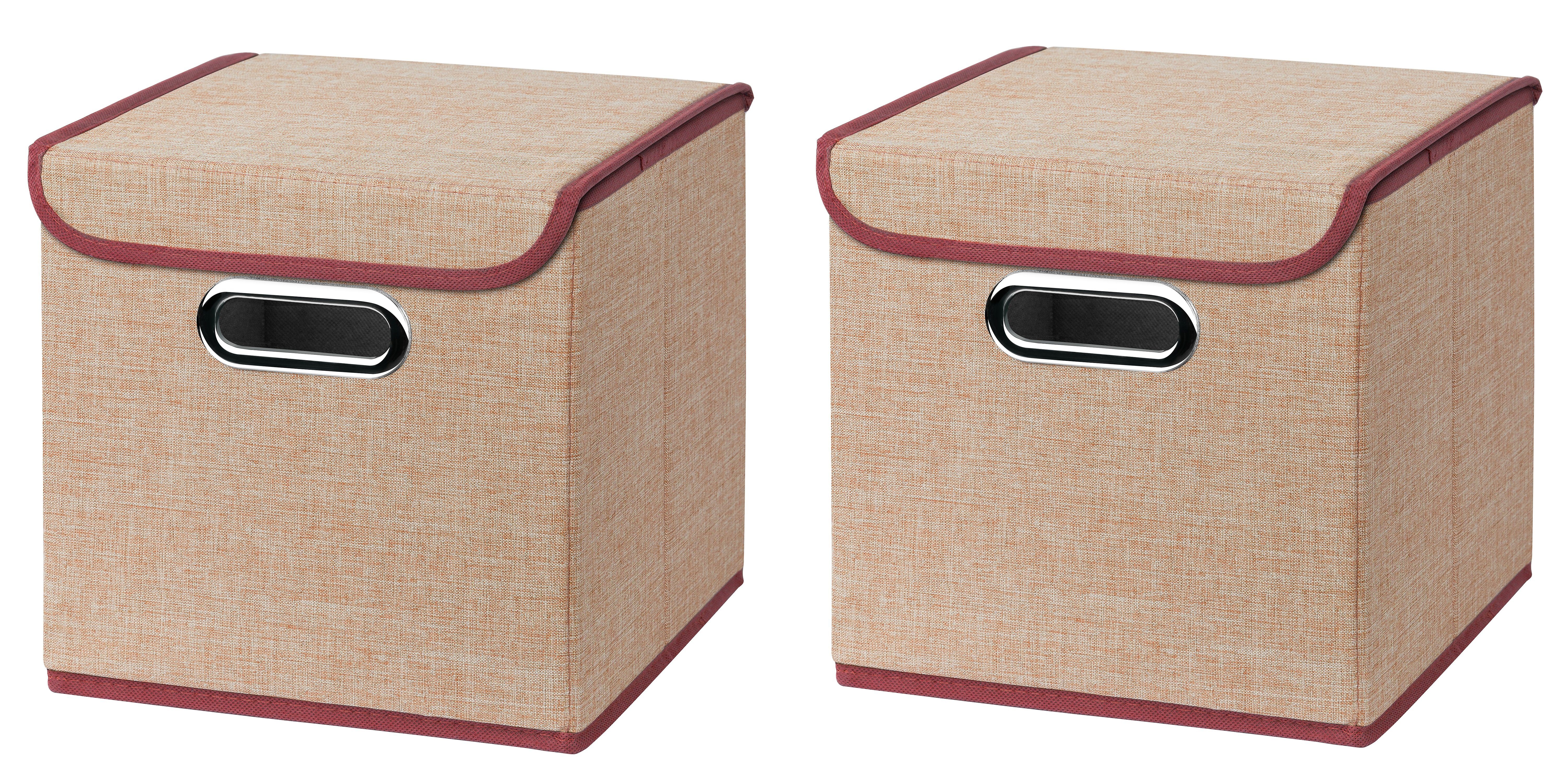 Faltbox 2 Stück Faltboxen 25 x 25 x 25 cm Stoffboxen faltbar mit Deckel in verschiedenen Farben (2er SET 25x25x25) 25cm