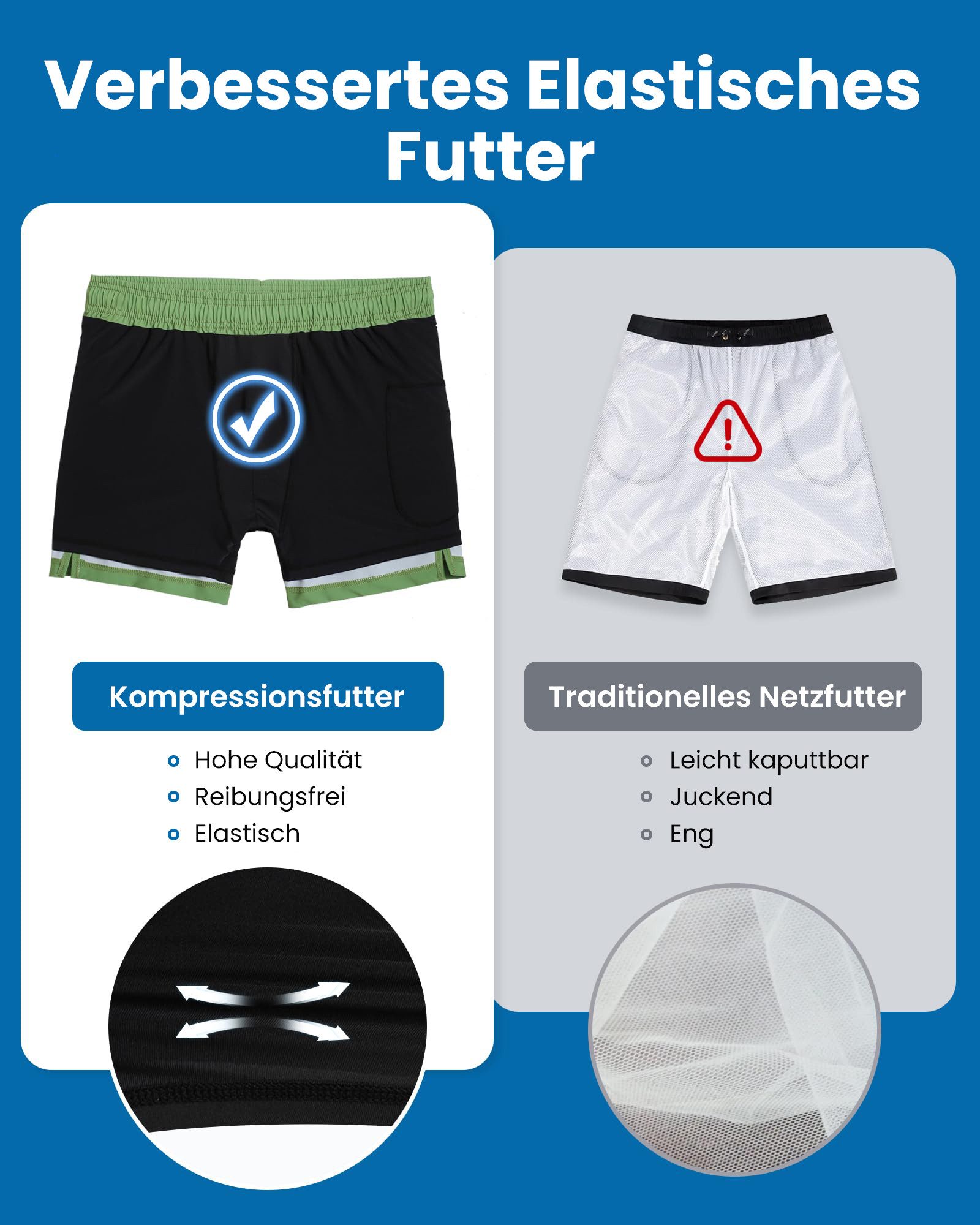 MaaMgic Shorts Herren Stretch kurze Hose Männer Badehose mit Reißverschlusstaschen (1-tlg) – Bild 5 von 5