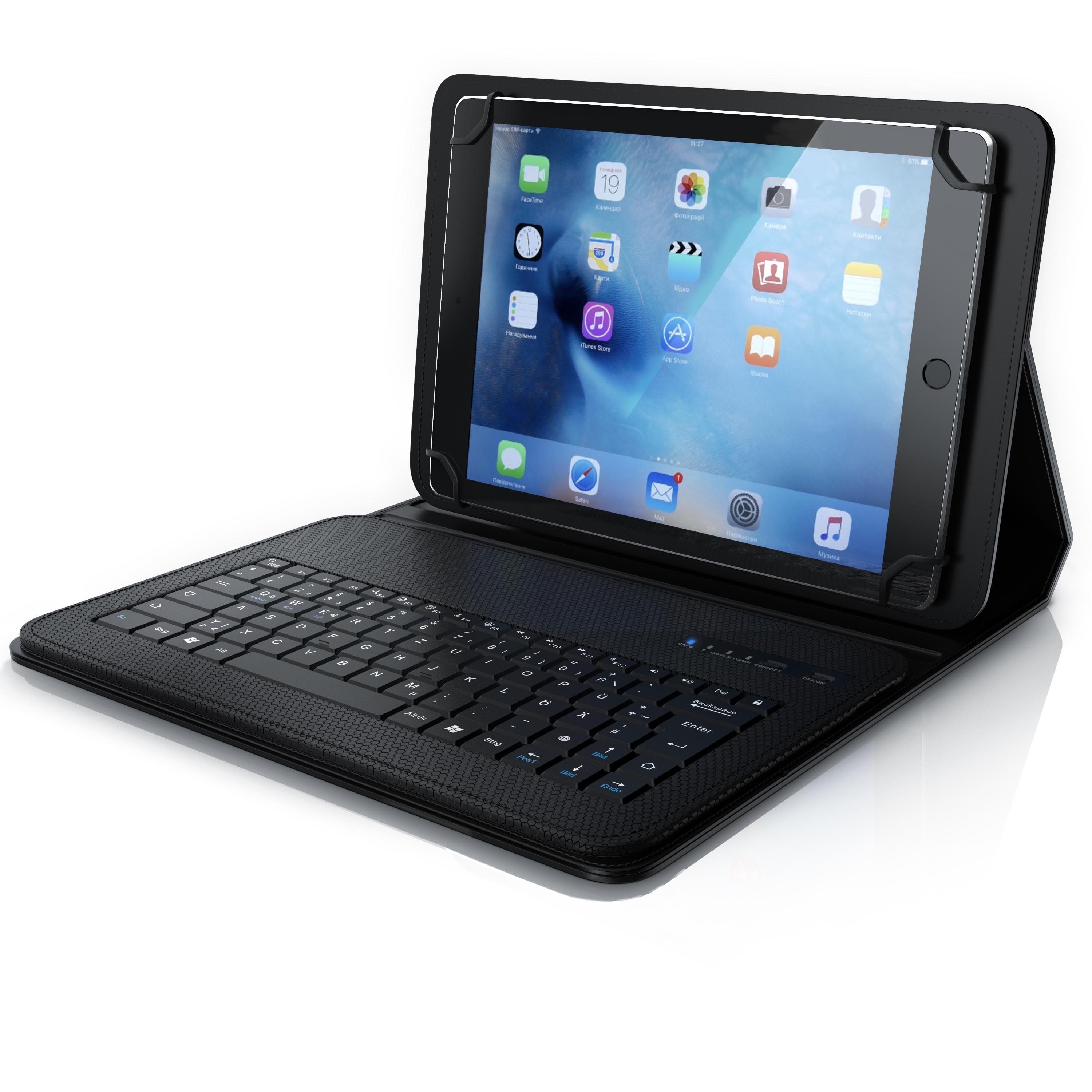 Aplic Tablet-Tastatur (Tablet Bluetooth-Tastatur mit Kunststoffcase Für  9-12" Tablets, QWERTZ)