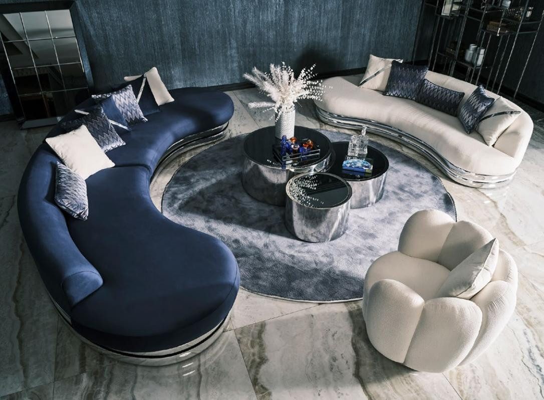 Xlmoebel Big-Sofa Blaues Polstersofa mit modernem Design und hohem Sitzkomfort, Hergestellt in Europa