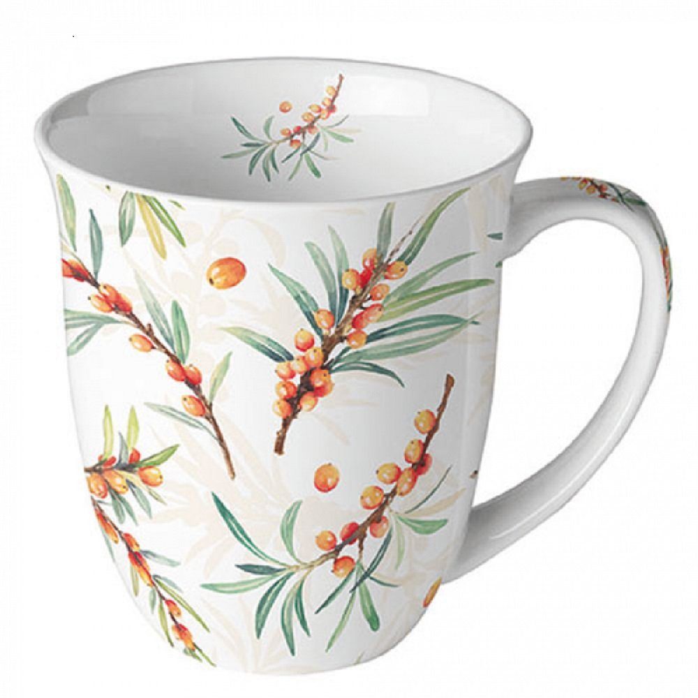 Ambiente Luxury Paper Products Кружки Mug, Maritim, Strand, am Meer, Küste Tiere, Porzellan Sanddorn, Kaffee / Tee Tasse Sommer Kollektion