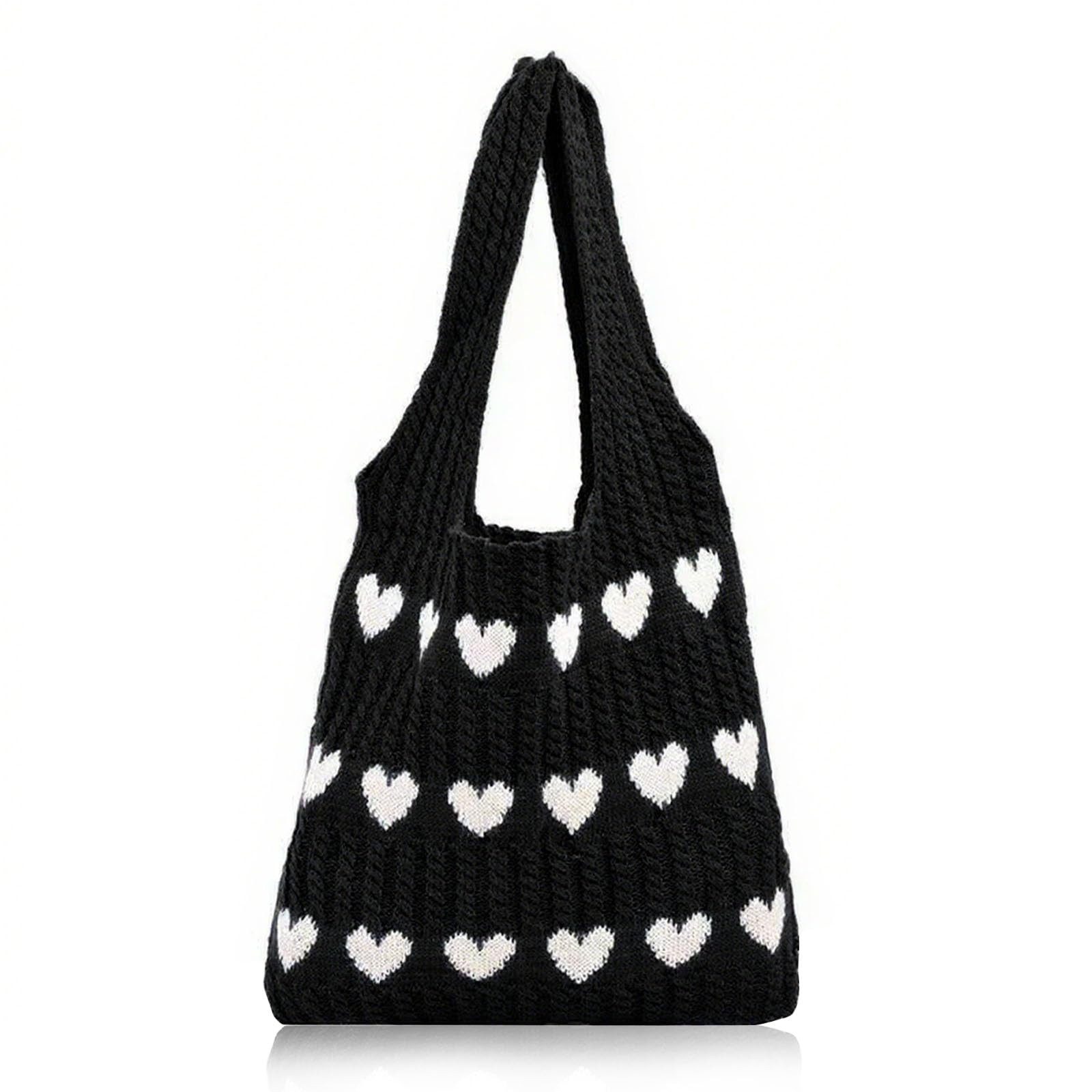 FOUORTUNATE-BEE Schultertasche Gestrickte Schultertasche Gehäkelte Tasche Damen Gestrickte Tasche (Leichte Strick-Tote Tasche Umhängetasche)