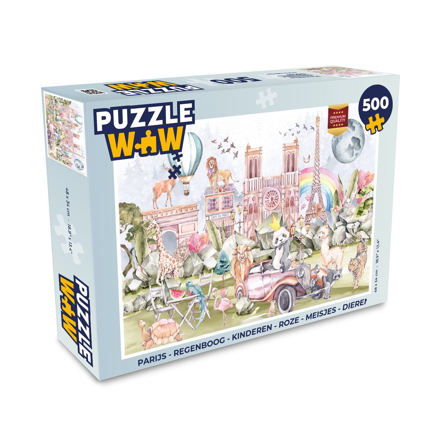MuchoWow Puzzle Paris - Regenbogen - Kinder - Rosa - Mädchen - Tiere, 500 Puzzleteile, Foto-Puzzle, Bilderrätsel, Puzzlespiele, Spielzeug