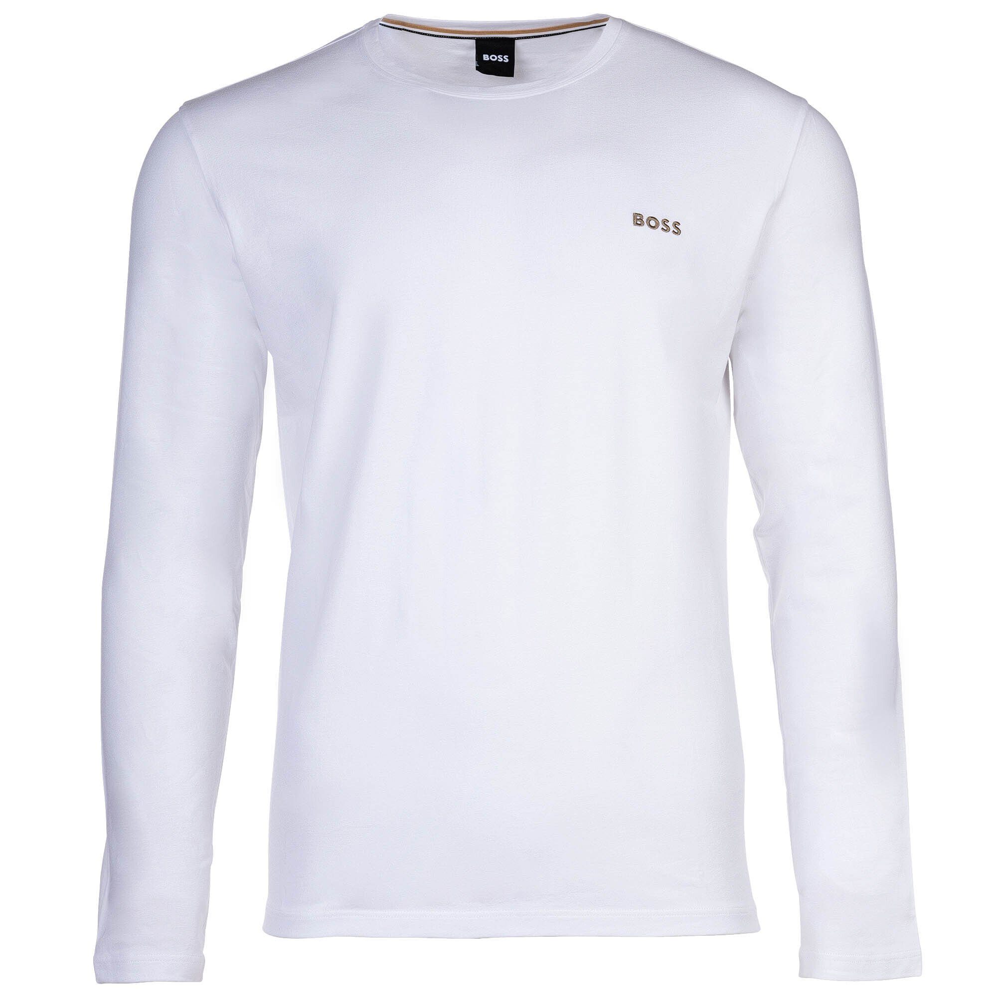 BOSS T-Shirt Herren Langarmshirt - Mix&Match LS-Shirt R Weiß