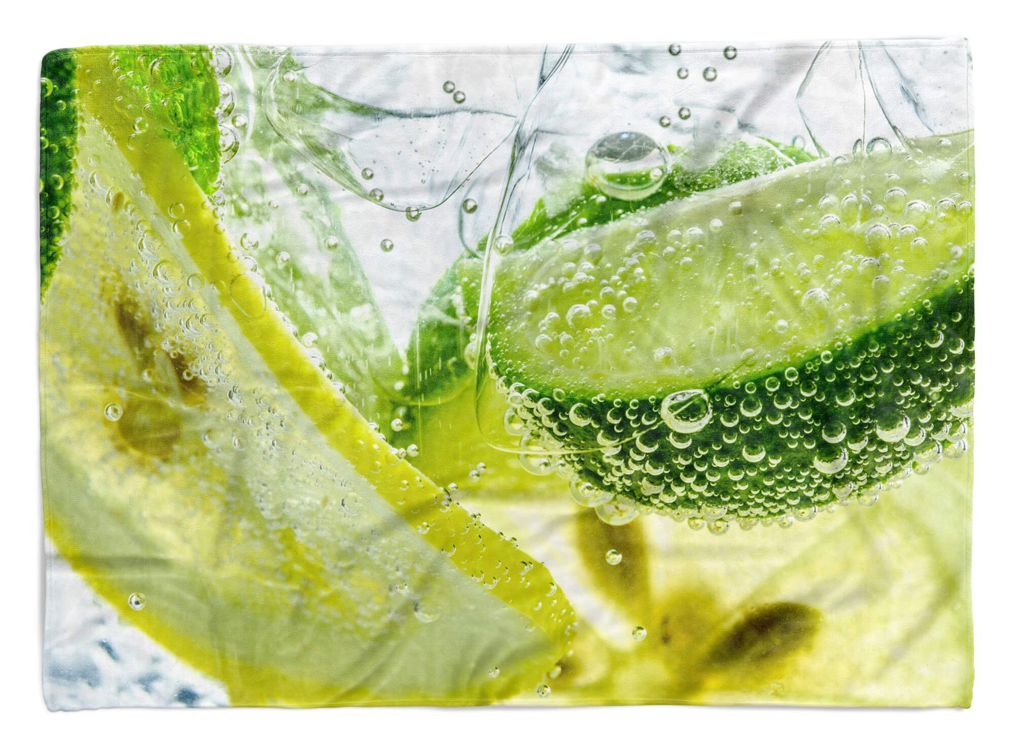 Baumwolle-Polyester-Mix Handtuch Kuscheldecke Zitronen Handtücher Fotomotiv mit Sinus (1-St), Art Strandhandtuch Saunatuch Handtuch Limetten,