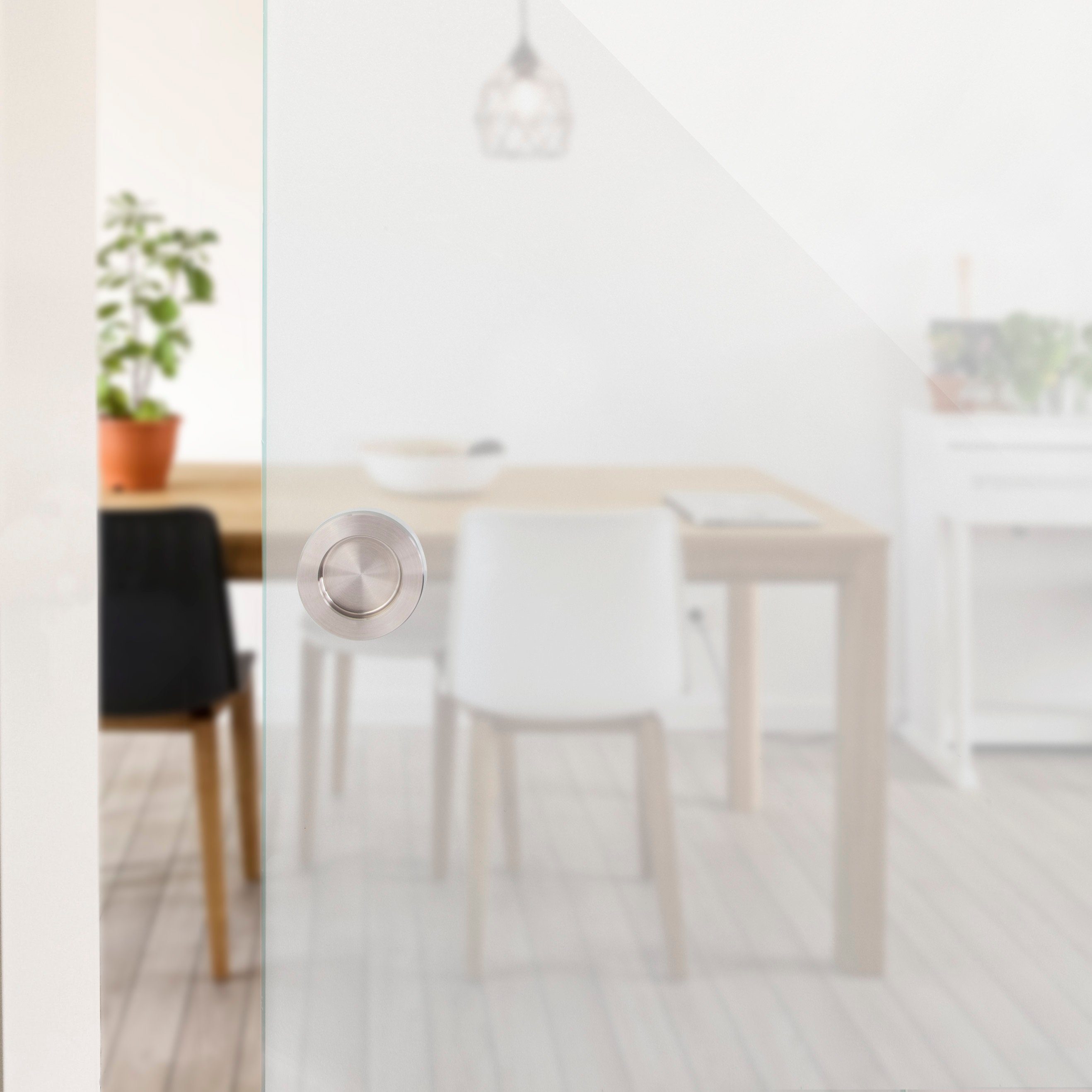 SO-TECH® Türgriff Schiebetürgriff TEYO selbstklebend (3M VHB), Edelstahloptik Ø 70 x 8 mm für Glas-Türen & Zimmertüren – Bild 2 von 5