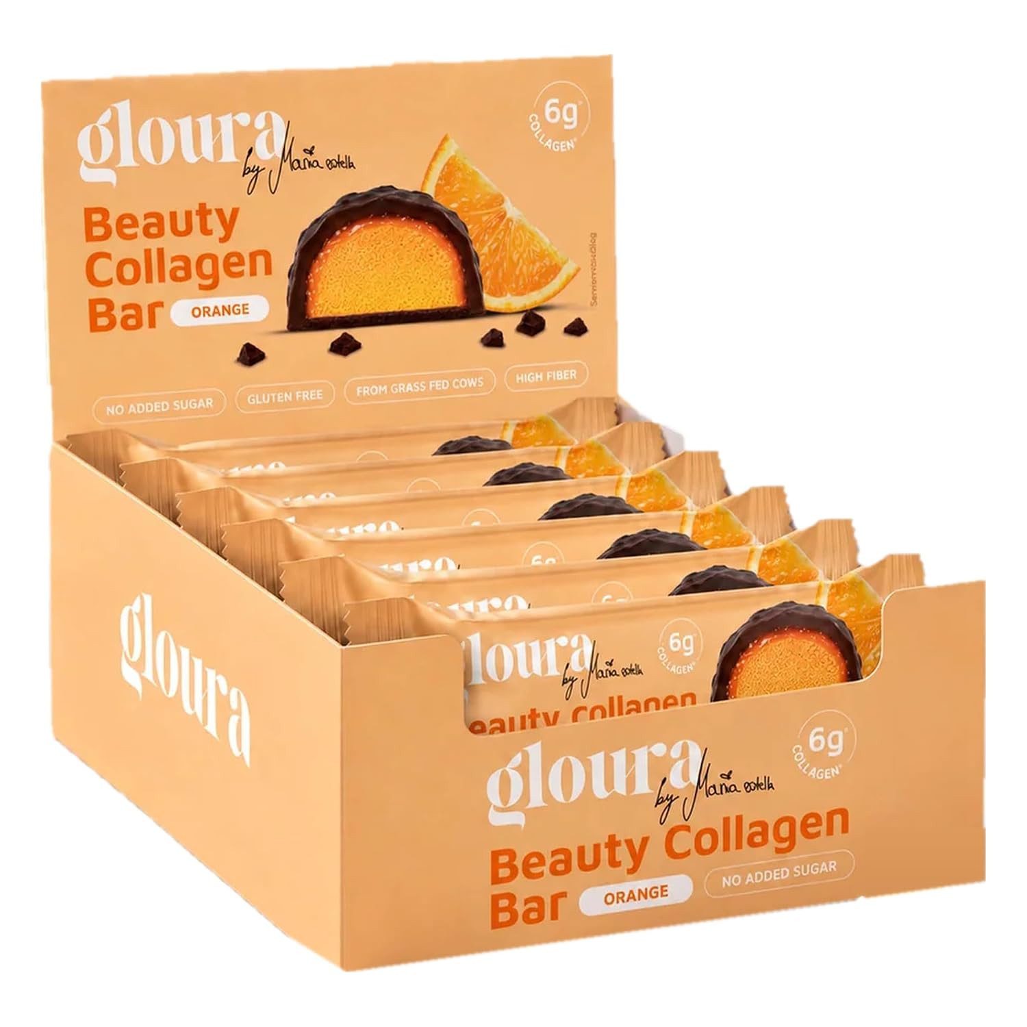 Gloura Gloura Collagenbar 12 x 50g, Schokoriegel mit 6g Kollagen Riegel, 1 er 600 g, Glutenfrei & ohne Palmöl