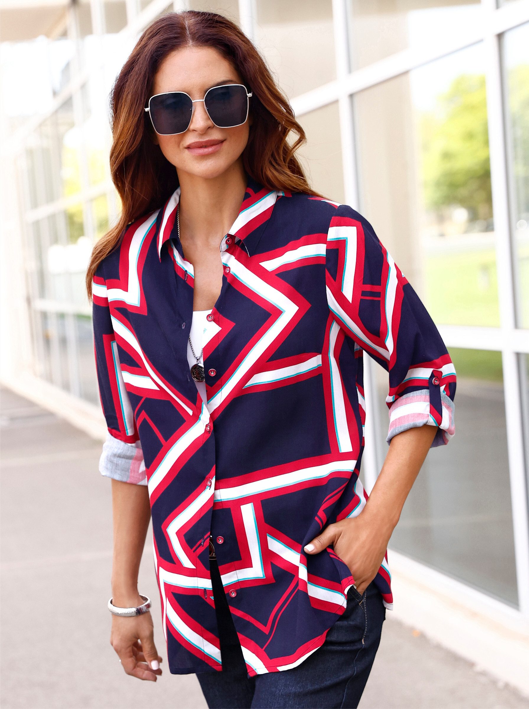 Klassische Bluse Longbluse