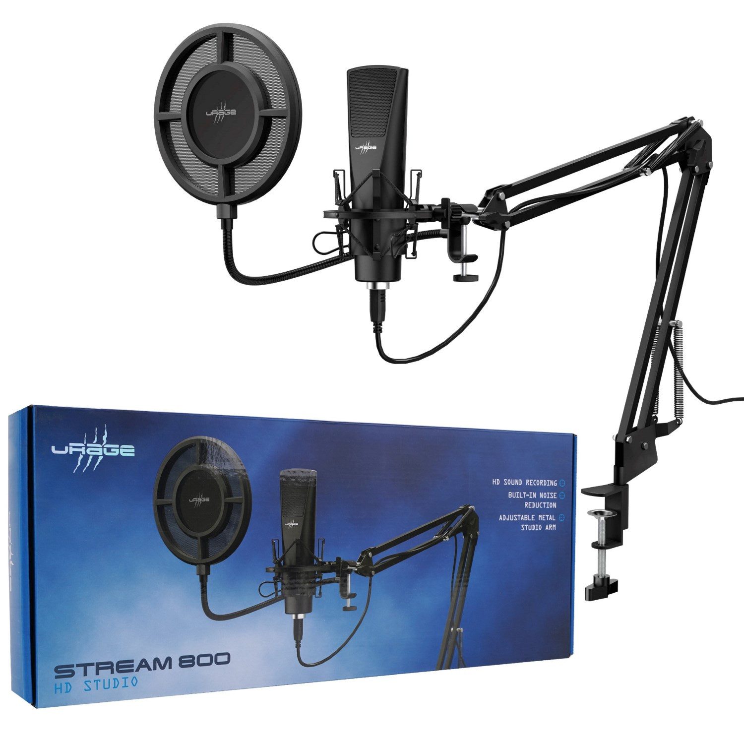 uRage Streaming-Mikrofon Stream 800 HD Studio Streaming USB Mikrofon (9-tlg)