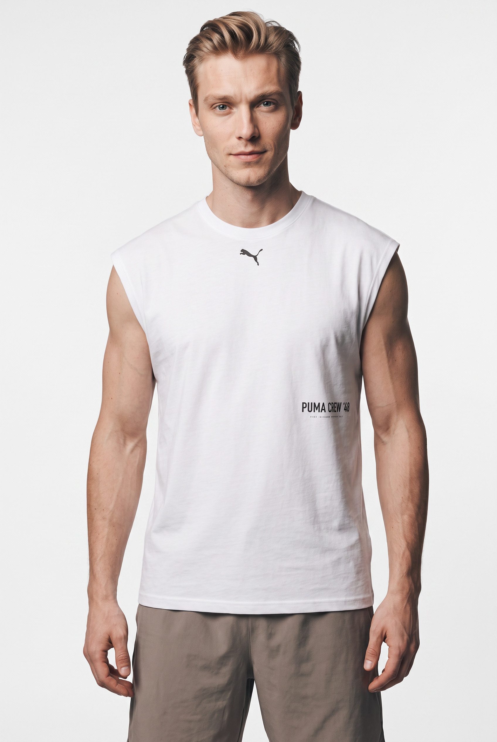 PUMA Trainingsshirt M GRAPHIC CUTOFF TANK Regular Fit, atmungsaktiv, schnell trocknend, Rundhalsausschnitt