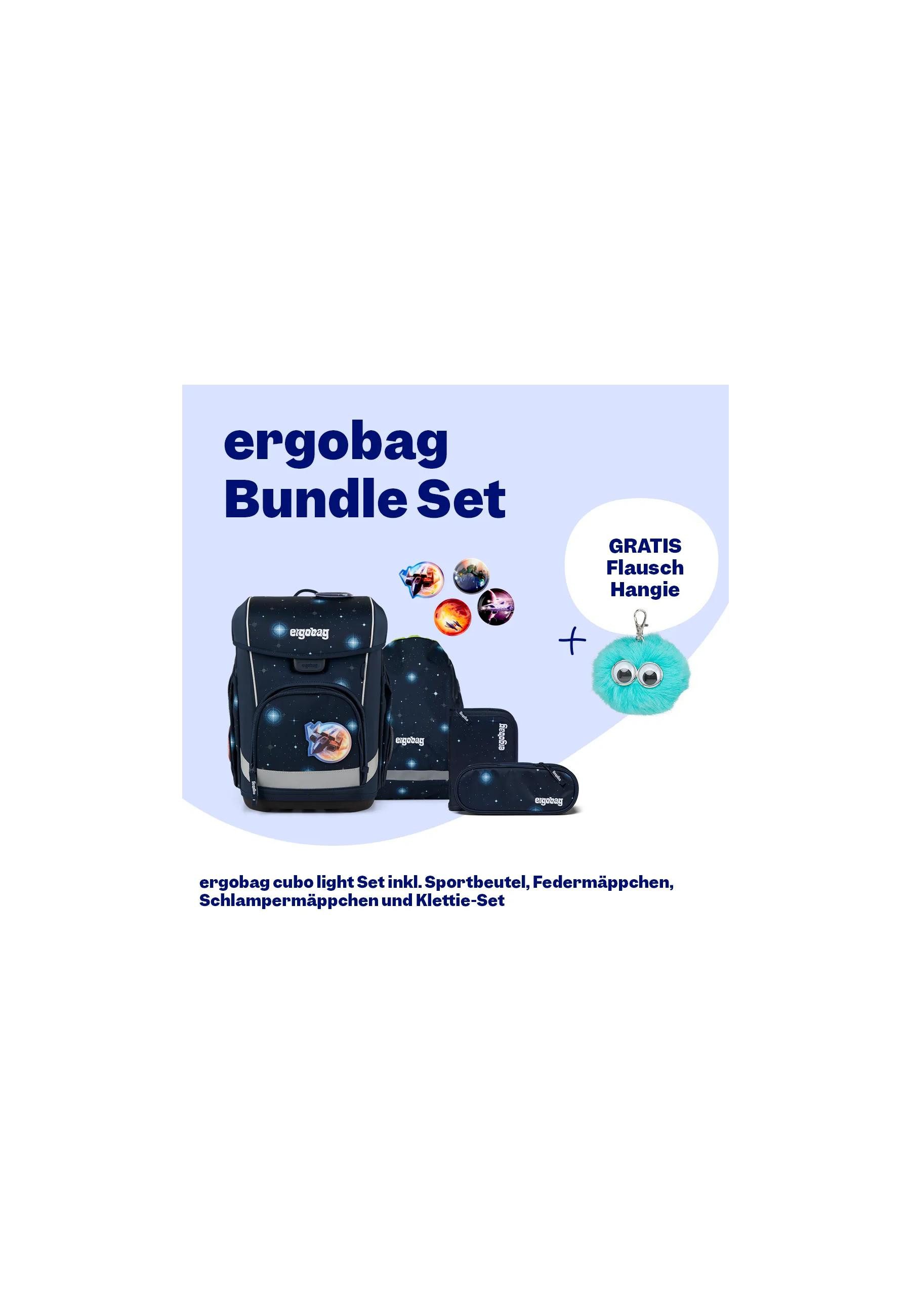 ergobag Schulranzen cubo light Bundle Set . (6-tlg., 6-teiliges Set), wiegt nur 860g
