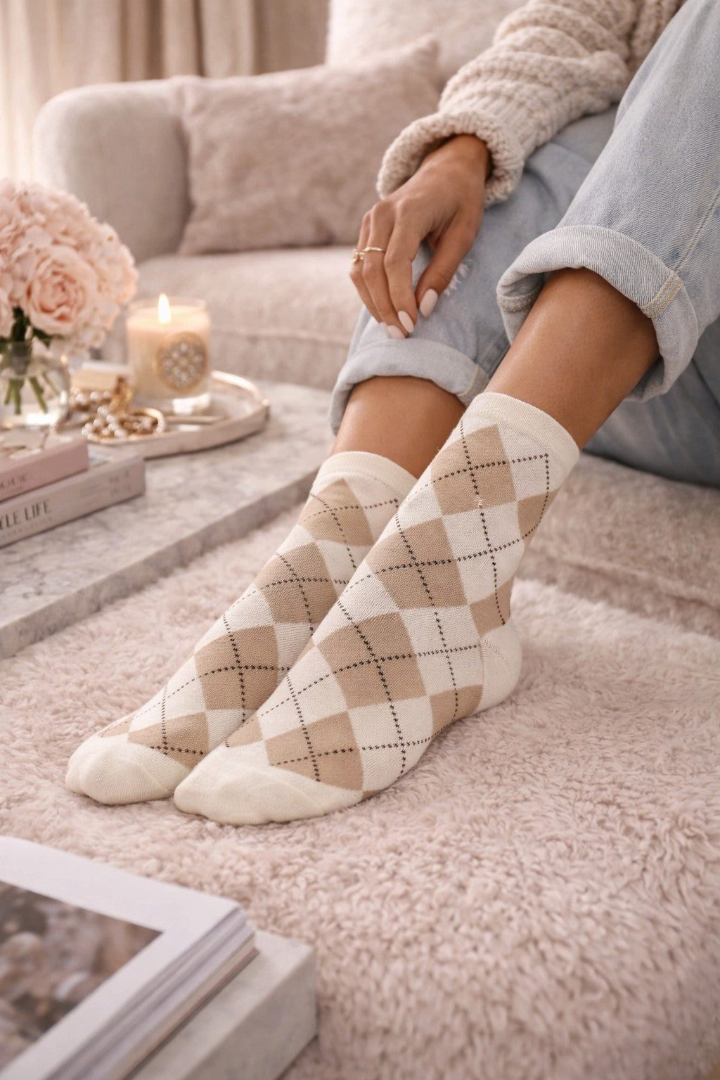 Lycille Socken Damen Karosocken 37–41 – Baumwolle, Bequem, Kariert, Stylische Socken