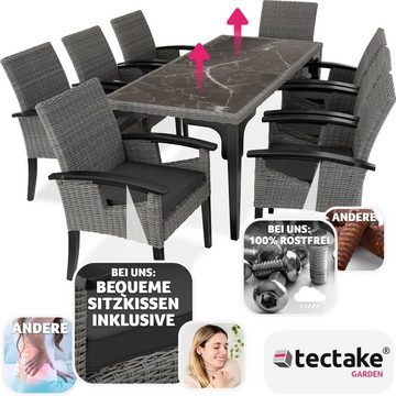 tectake Sitzgruppe Rattan Tisch Foggia mit 8 Stühlen Rosarno, (Set, 9-tlg), Esstisch-Set