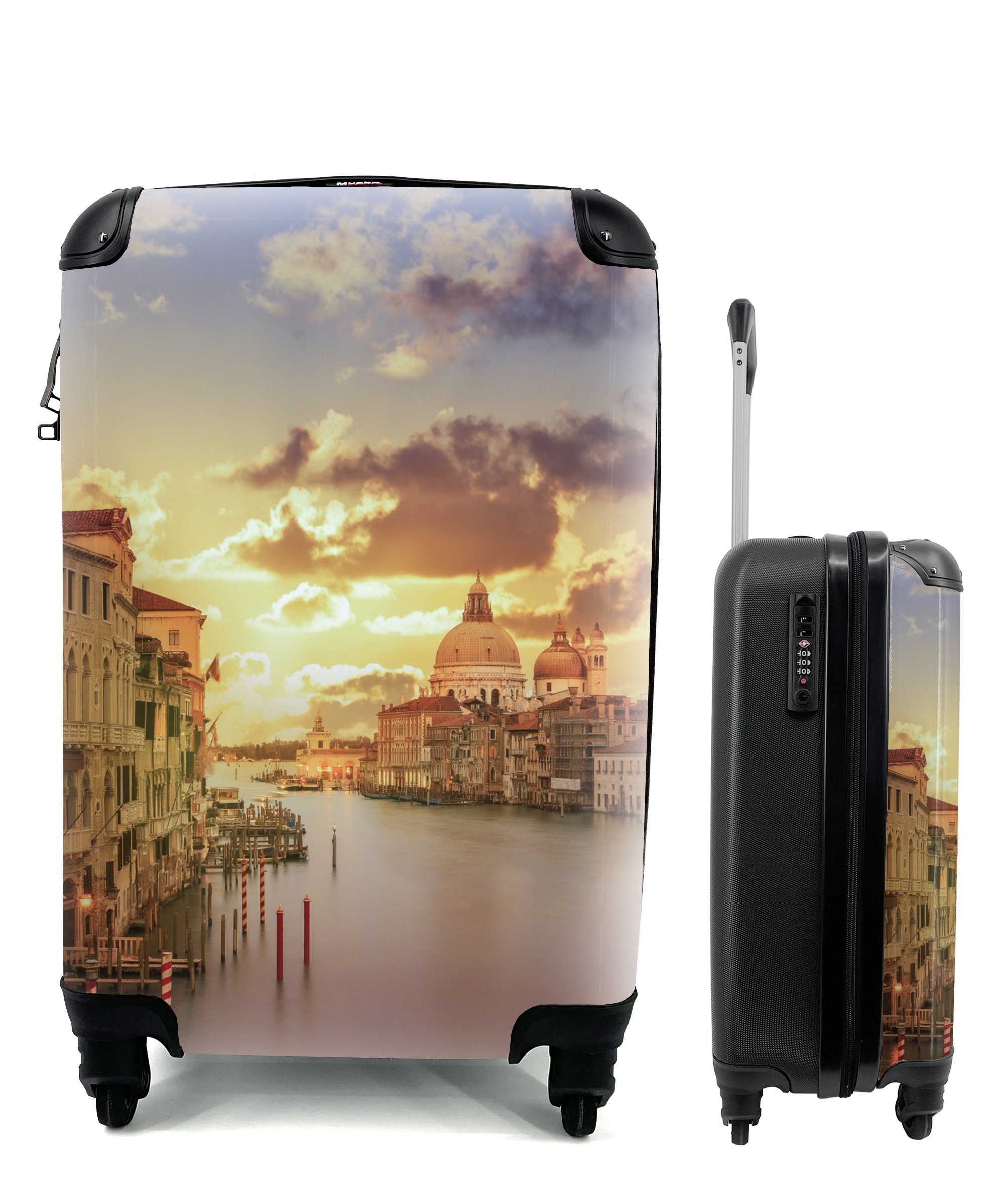 MuchoWow Handgepäckkoffer Architektur - Himmel - Venedig - Kanal, 4 Rollen, Reisetasche mit rollen, Handgepäck für Ferien, Trolley, Reisekoffer