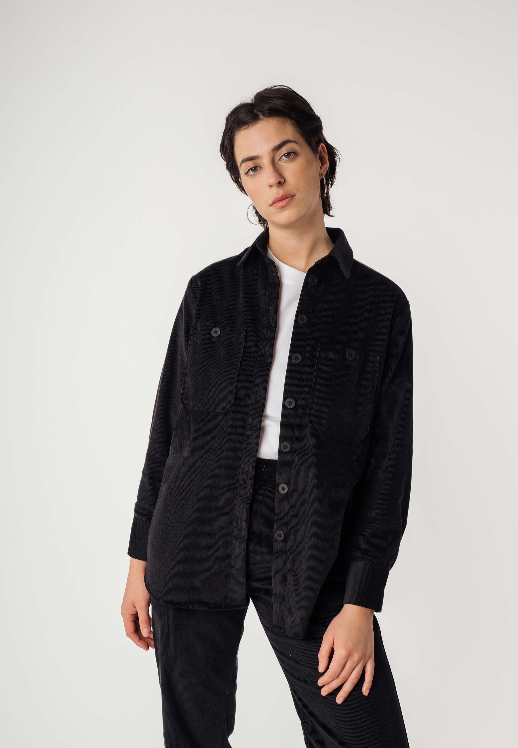 Overshirt JIYA Langarmhemd MELA Cord schwarz