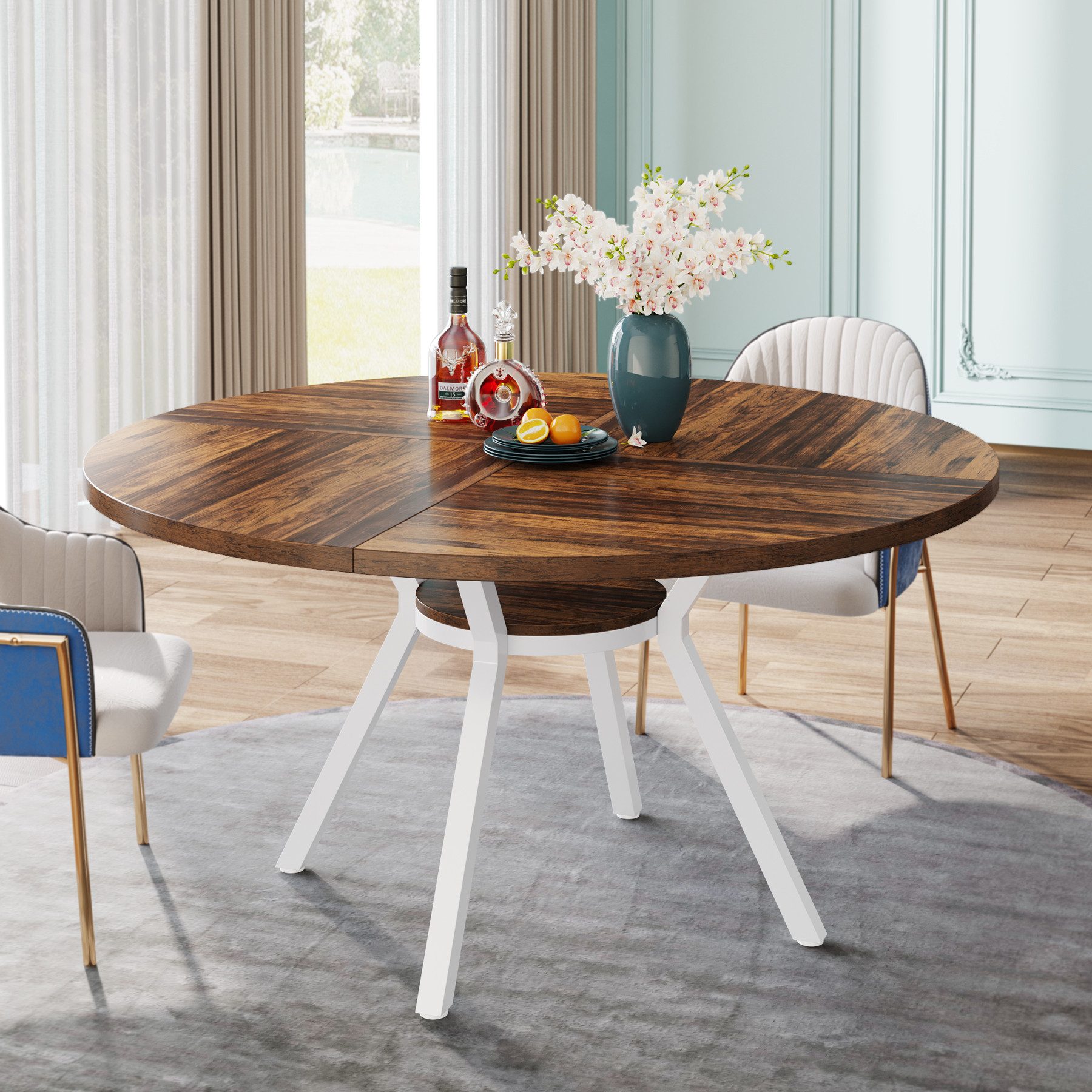 Tribesigns Esstisch 120x120cm Moderner Runder Küchentisch für 4 Personen günstig online kaufen