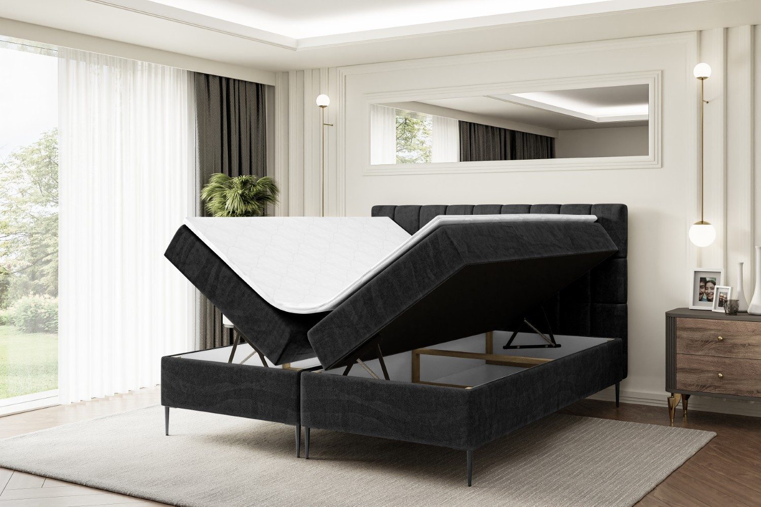 ALTDECOR Boxbett MIAMI-F (Multipocket-Matratze H4, H3 Matratze Bonellfederung, Topper, Kopfteil)