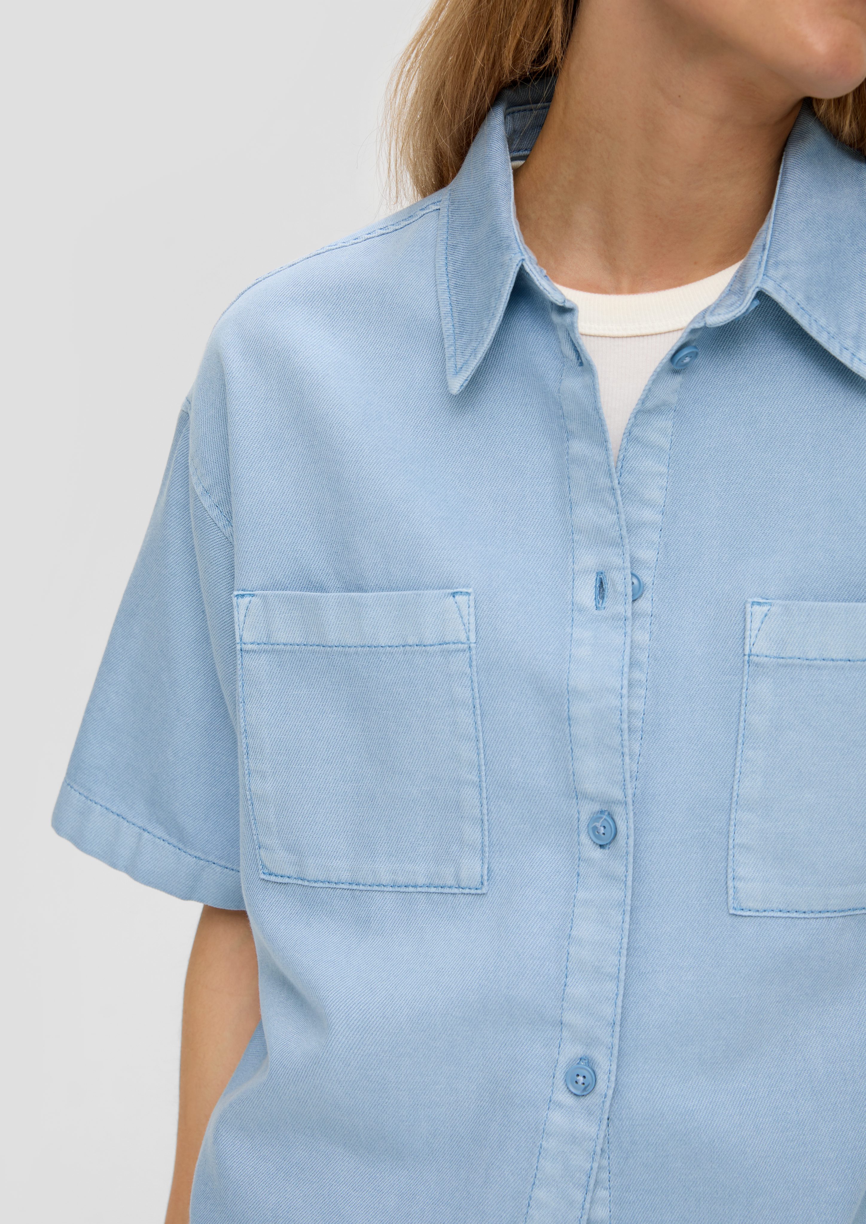 s.Oliver Kurzarmbluse Hemdbluse aus Bio-Baumwollmix im günstig online kaufen