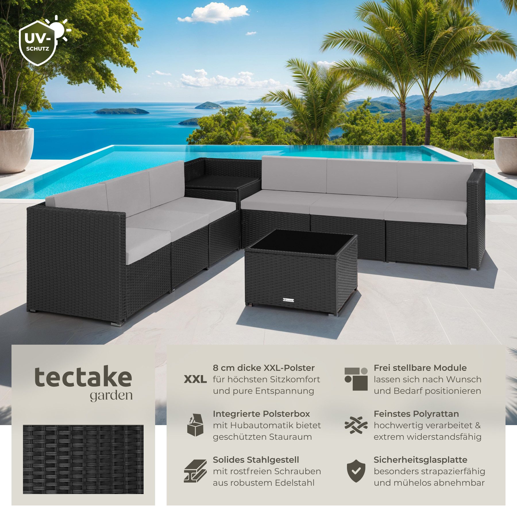 tectake Loungeset Rattan Lounge, (Set., 8-tlg), günstig online kaufen