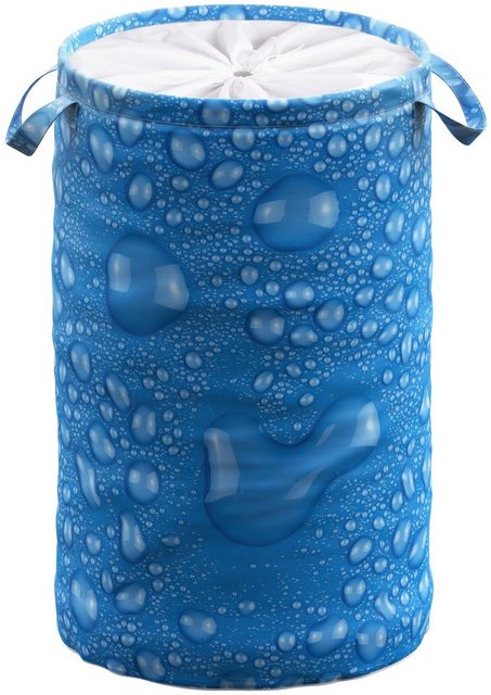 Sanilo Wäschekorb Tautropfen Blau, 60 Liter, faltbar, mit Sichtschutz