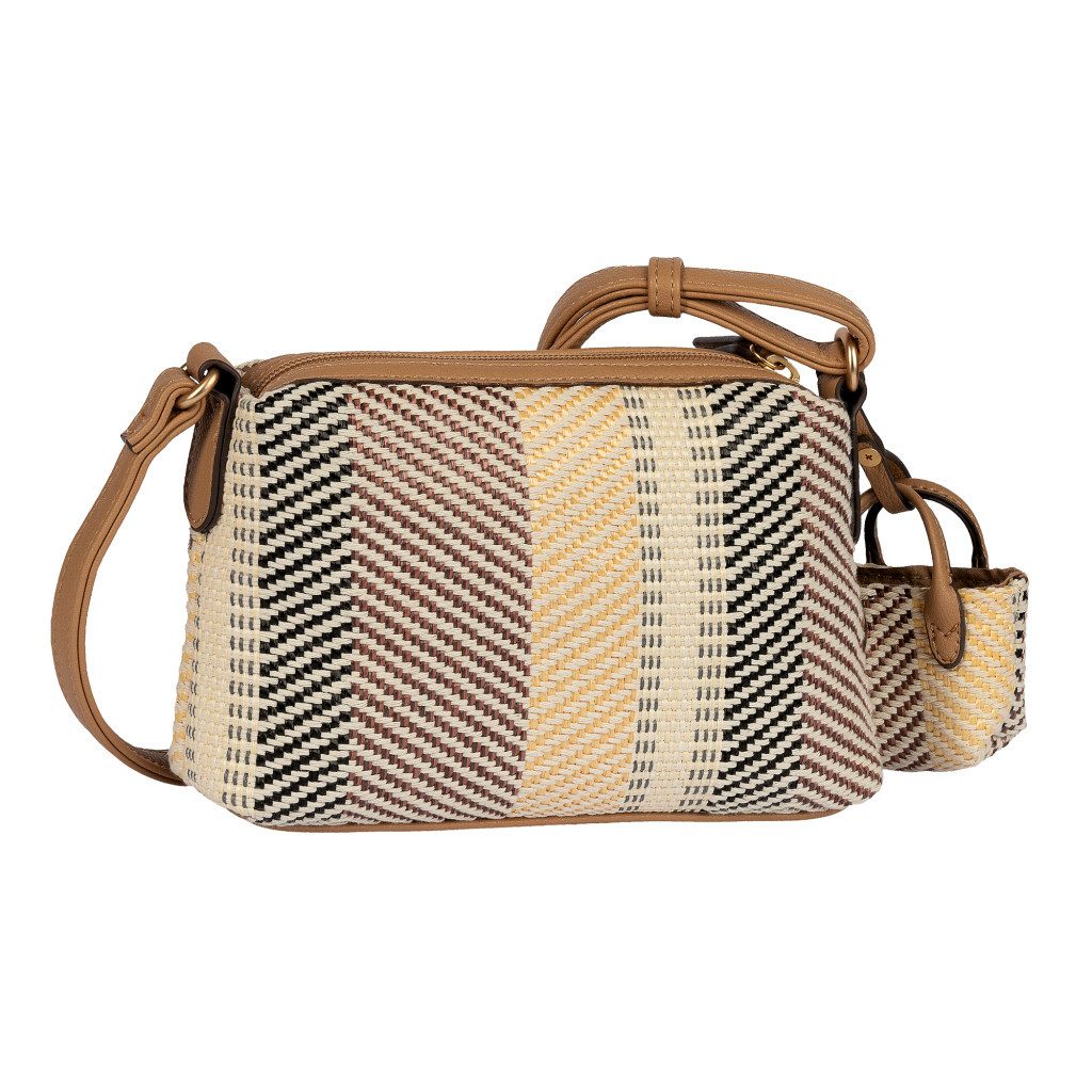 Gabor Handtasche Granada Denada (Set, 2-tlg., Highlight: Mini-Me-Shopper-Anhänger für Lippenbalsam & Tücher), sommerlich gestreiftem Bast & glattes Lederimitat mit Mini-Me Anhänger