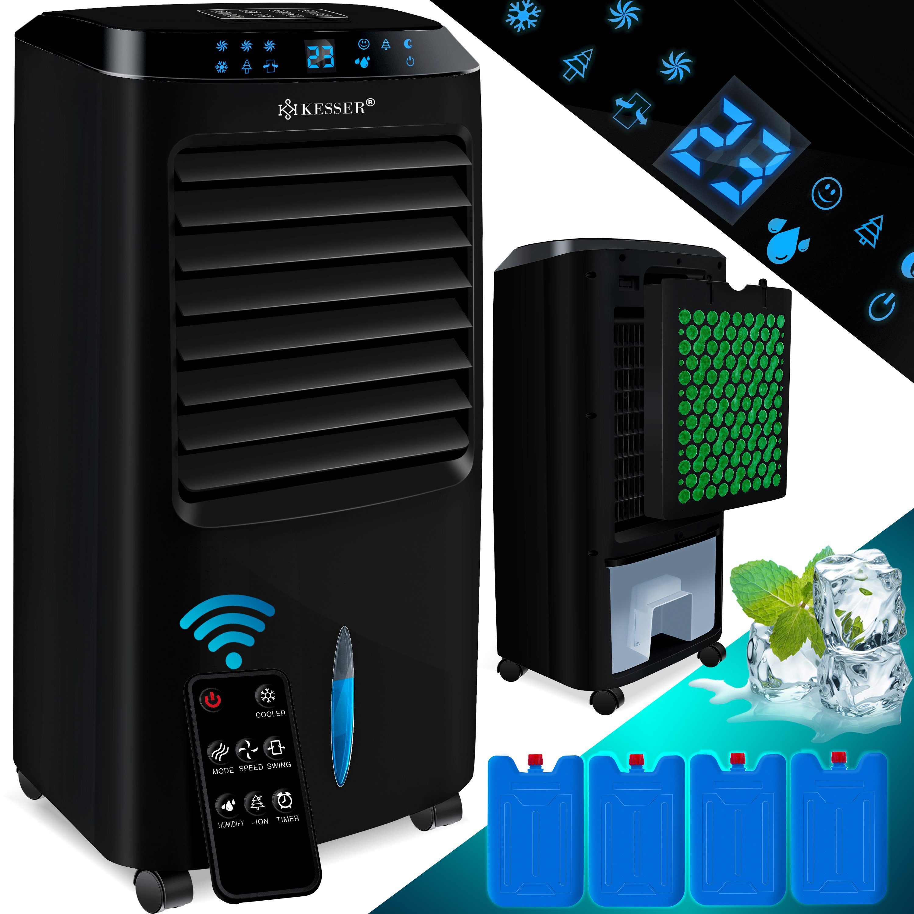 KESSER Turmventilator, 4in1 Mobile Klimaanlage Fernbedienung Klimagerät Ventilator
