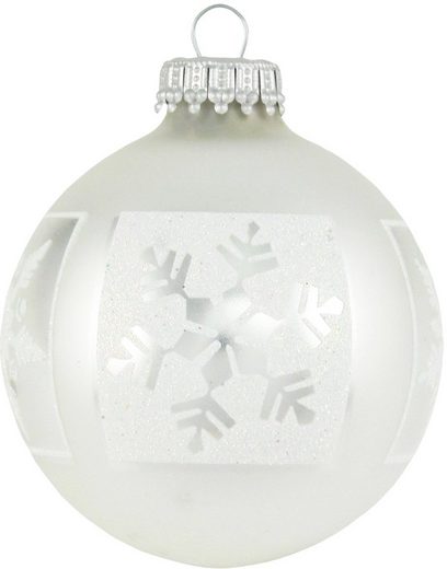 Krebs Glas Lauscha Weihnachtsbaumkugel »CBK90160« (4 Stück), mit Schneeflocken