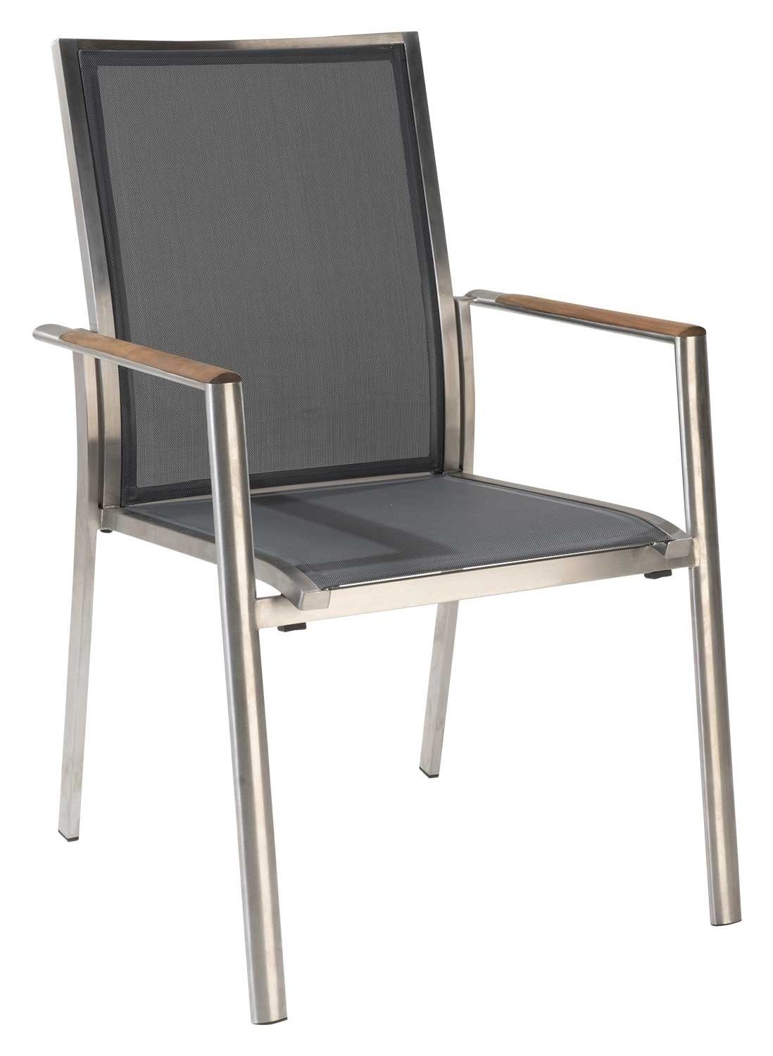 ZEBRA Möbel Gartenstuhl FLY, Edelstahl, Grau, B 62 cm, Textilen, stapelbar | Stühle