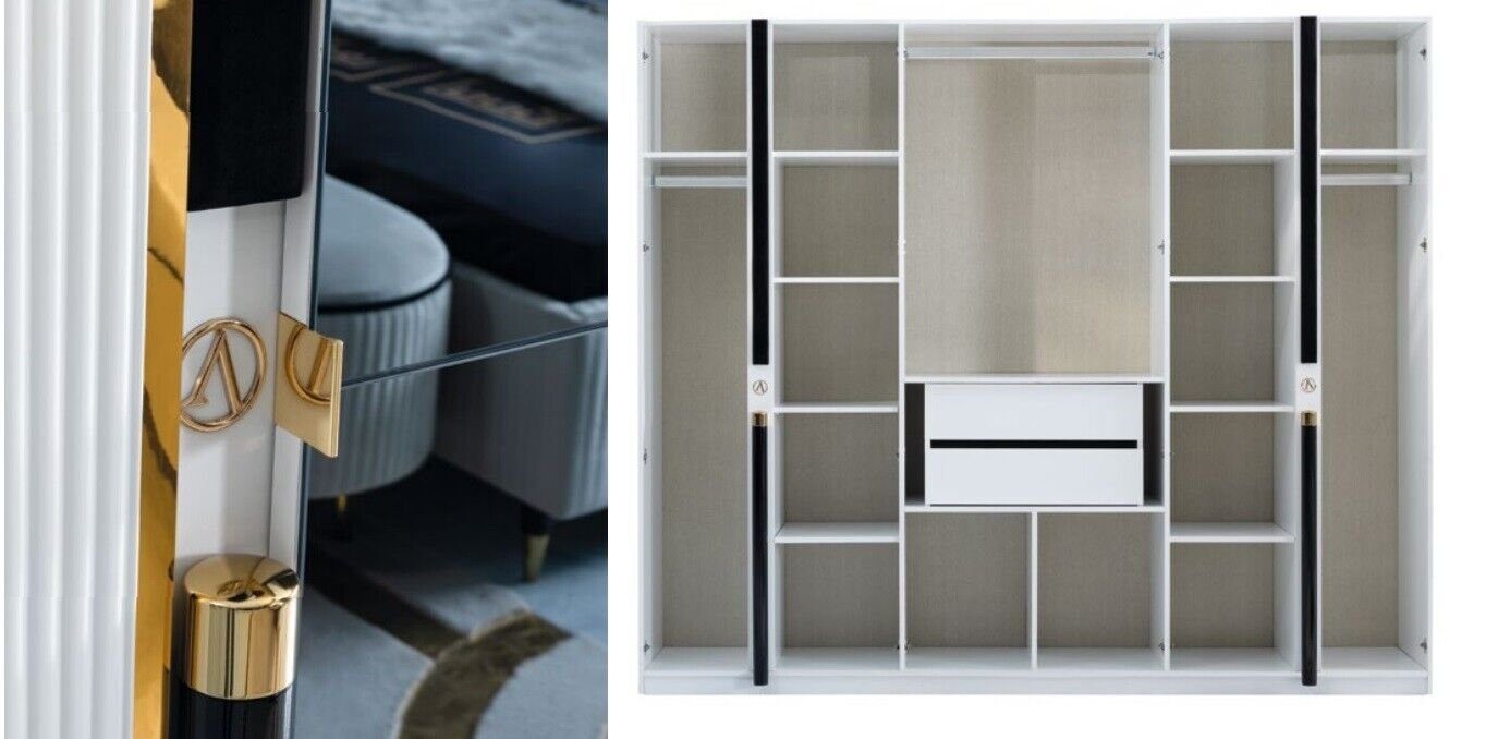 JVmoebel Design (5-St) Set Möbel Schlafzimmer-Set Textil Nachttische, Gruppe Schlafzimmer 5tlg. Bett 2x
