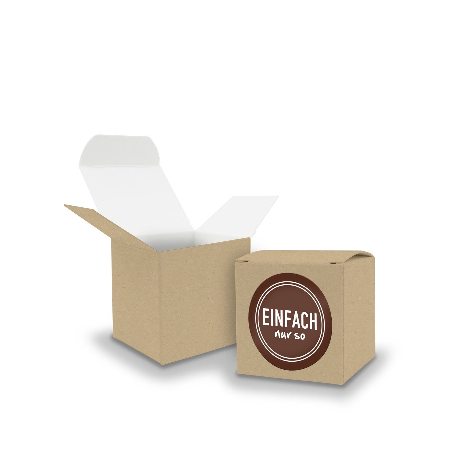 itenga Geschenkpapier SET Enfach nur so (Motiv17) 24x Faltschachtel Würfel 5cm BRAUN + Stick