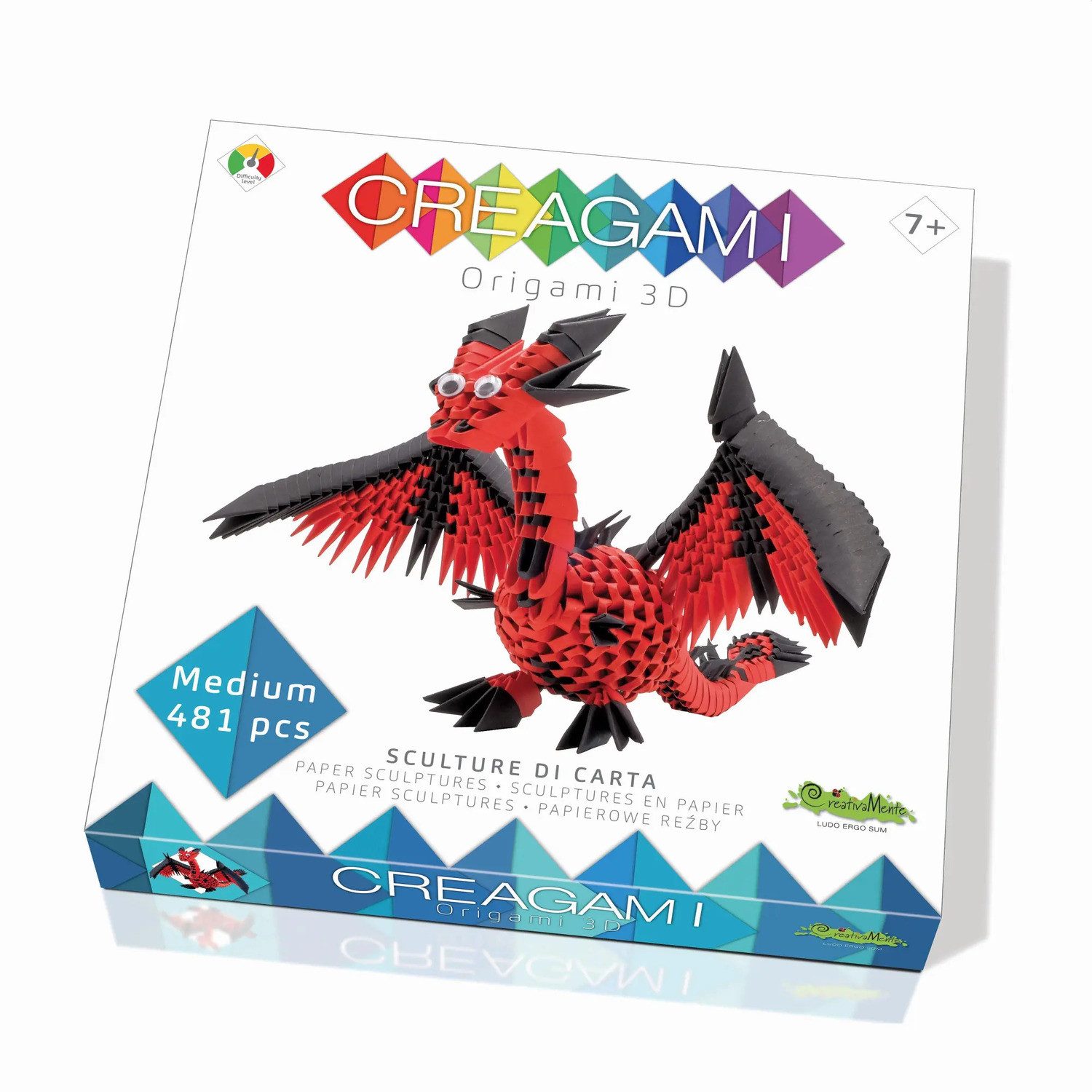 BrainBox Spiel CREAGAMI - Origami 3D Drachen 481 Teile