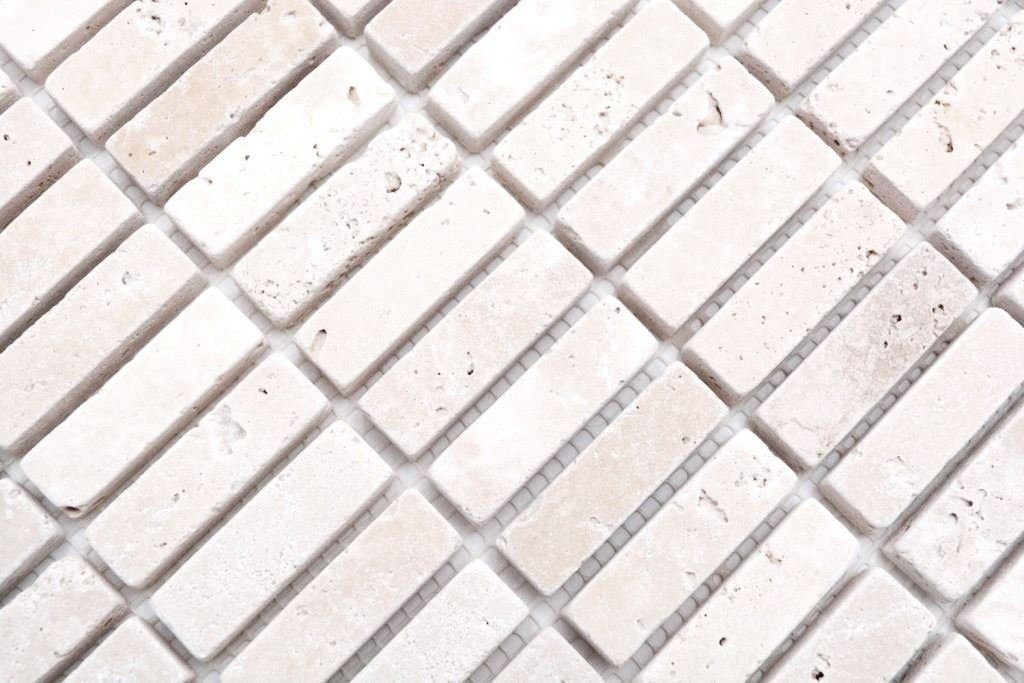 Mosani Travertin Naturstein Küche Bad creme Wand Terrasse Mosaikfliesen Boden beige