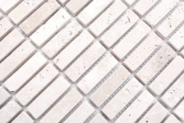Mosani Mosaikfliesen Travertin Terrasse Wand Boden Naturstein beige creme Küche Bad