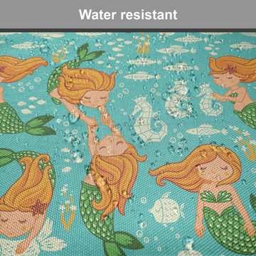 Abakuhaus Stuhlkissen Dekoratives wasserfestes Kissen mit Riemen für Küchensitze, Meerjungfrau Cartoon-Charakter Meer