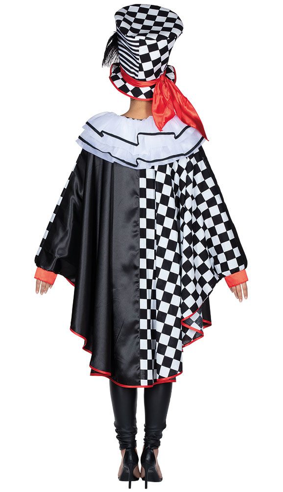 Karneval-Klamotten Kostüm Horror Pierrot Damen grusel Halloweenkostüm Narr, Damenkostüm Halloweenkostüm Clown Harlekin Cape Umhang Karneval