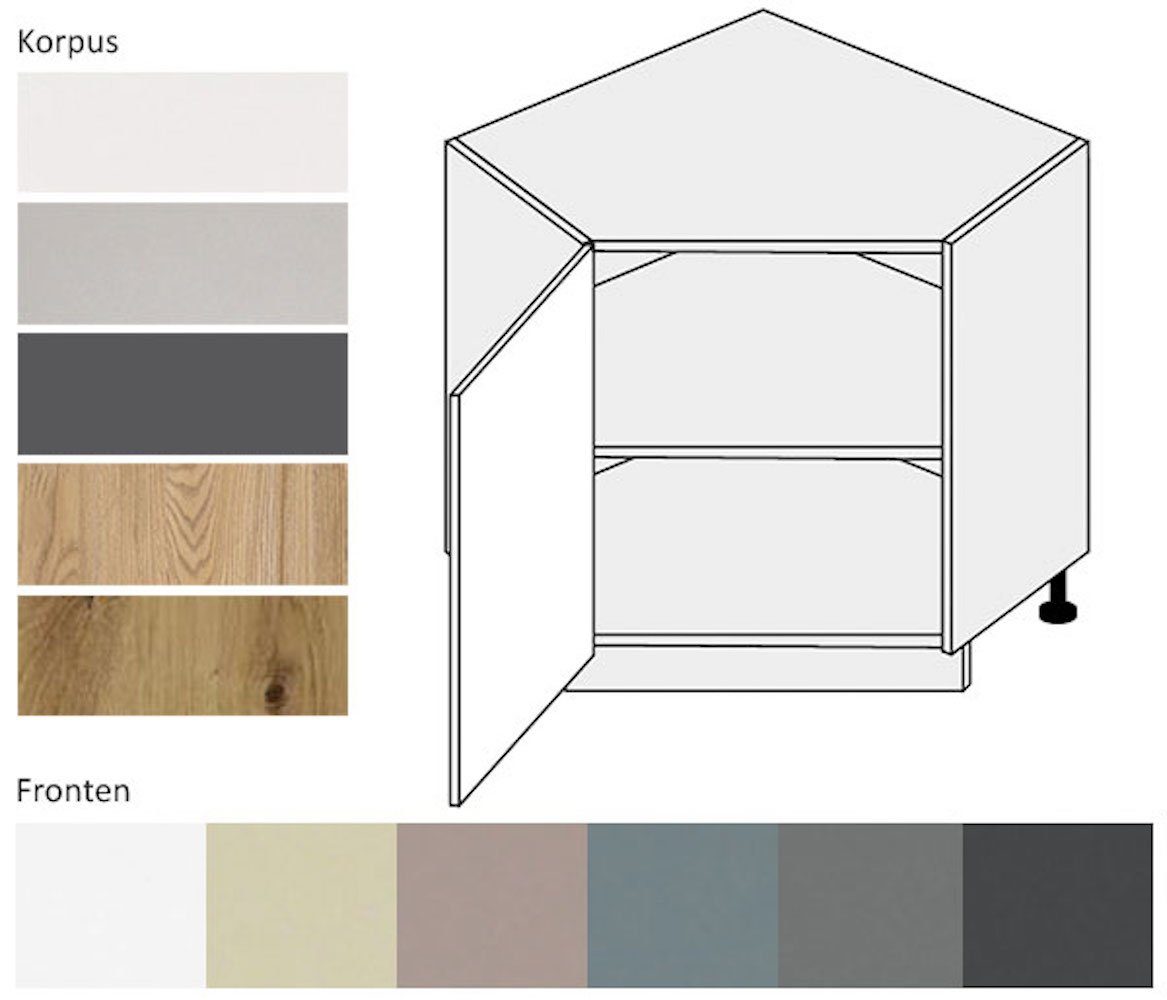 (Kvantum) wählbar matt 84cm Korpusfarbe graphit 1-türig Kvantum & Front-, Feldmann-Wohnen Ausführung Eckschrank