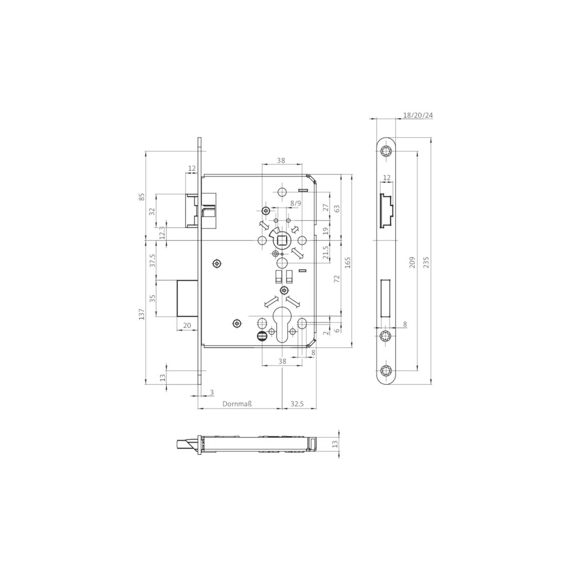 BKS Profilzylinder ZT-Einsteckschl.0515 PZ 20/ 60/72/8mm DIN L silber rd Kl 3 Zinkdruckgr