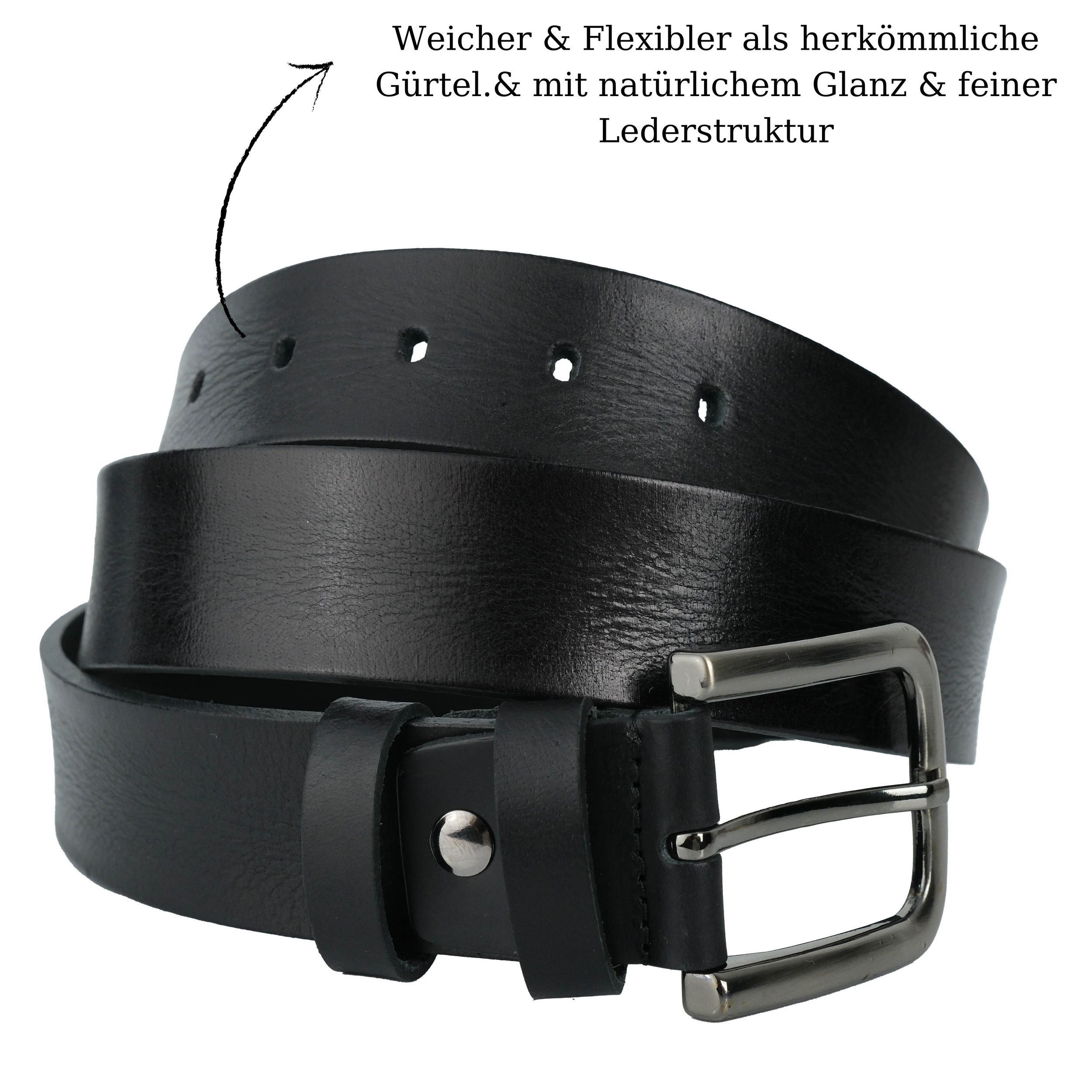 herémood Ledergürtel Gürtel Herren 4cm breit Ledergürtel Jeans Premium Geschenke für Männer (100 % Echtleder Gürtel handgefertigt, hochwertig verarbeitet, kürzbar, 1-St., Schwarz 125 cm – 4 cm breit – echtes, robustes Büffelleder, langlebig) Schwarzer Gürtel Herren – robust & edel, ideales Herrengeschenk