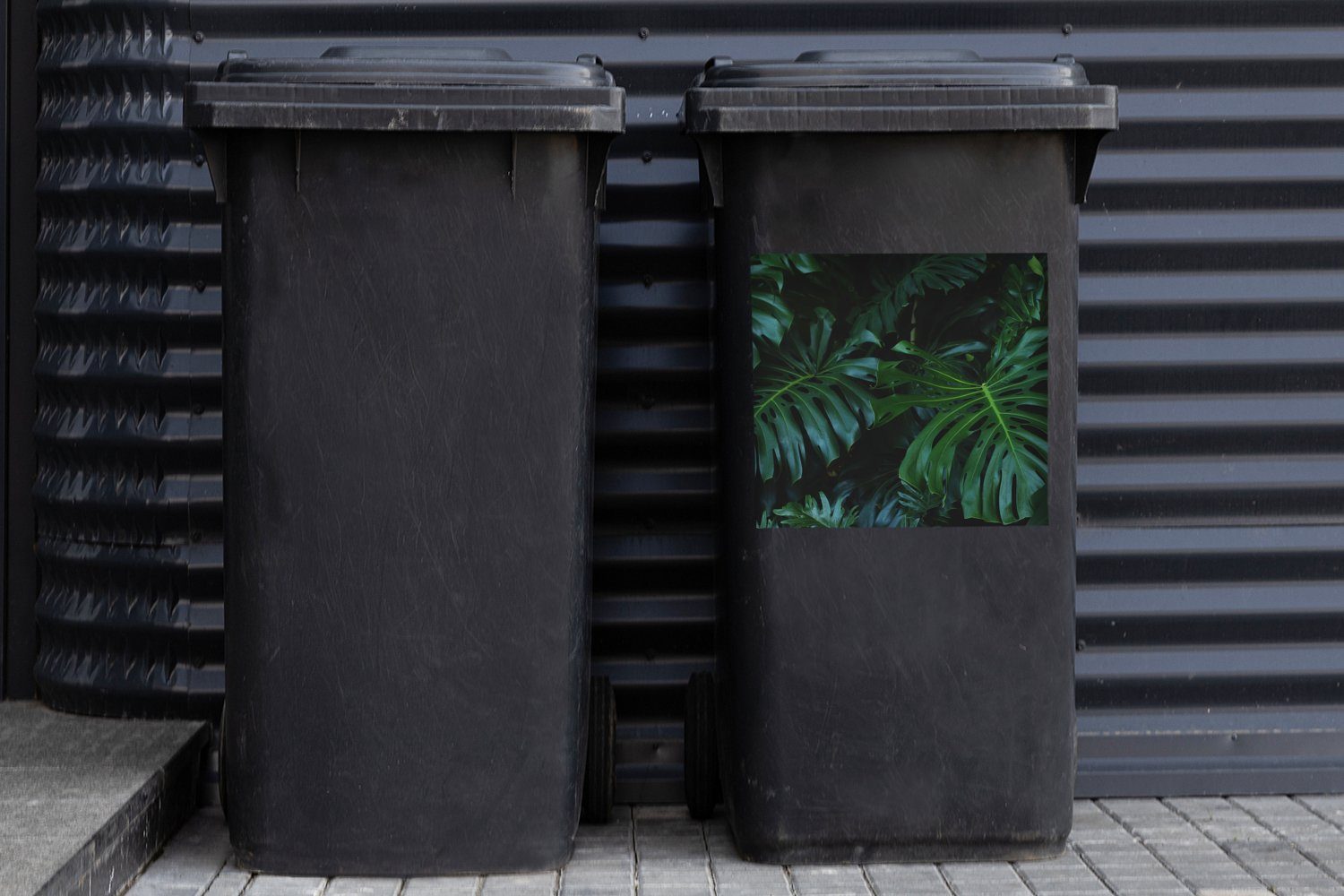 Tropisch Mülltonne, Blätter - MuchoWow - (1 - St), Monstera Sticker, Wandsticker Abfalbehälter Container, Mülleimer-aufkleber, Dschungel