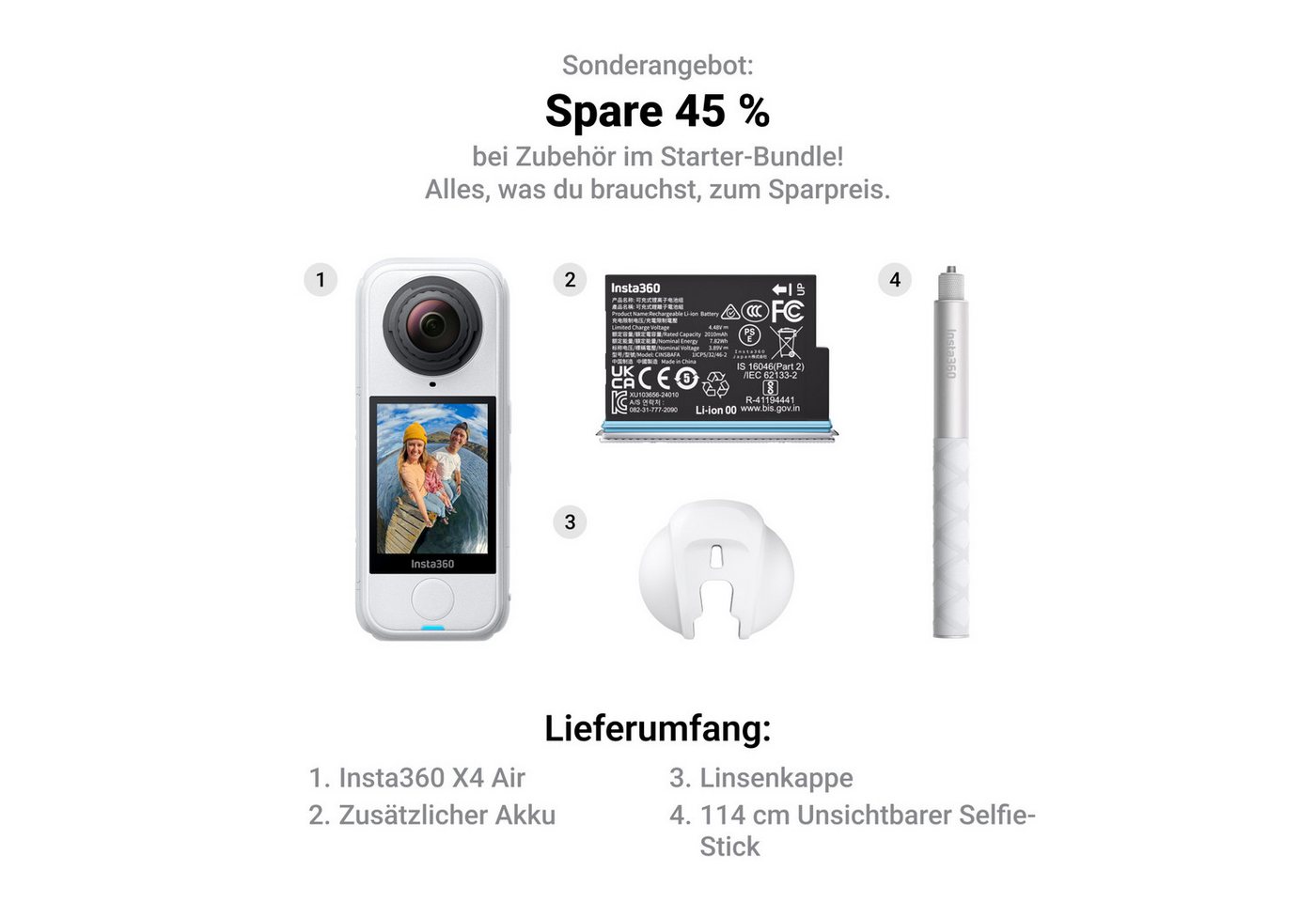 Insta360 X4 Air Starterset Weiß