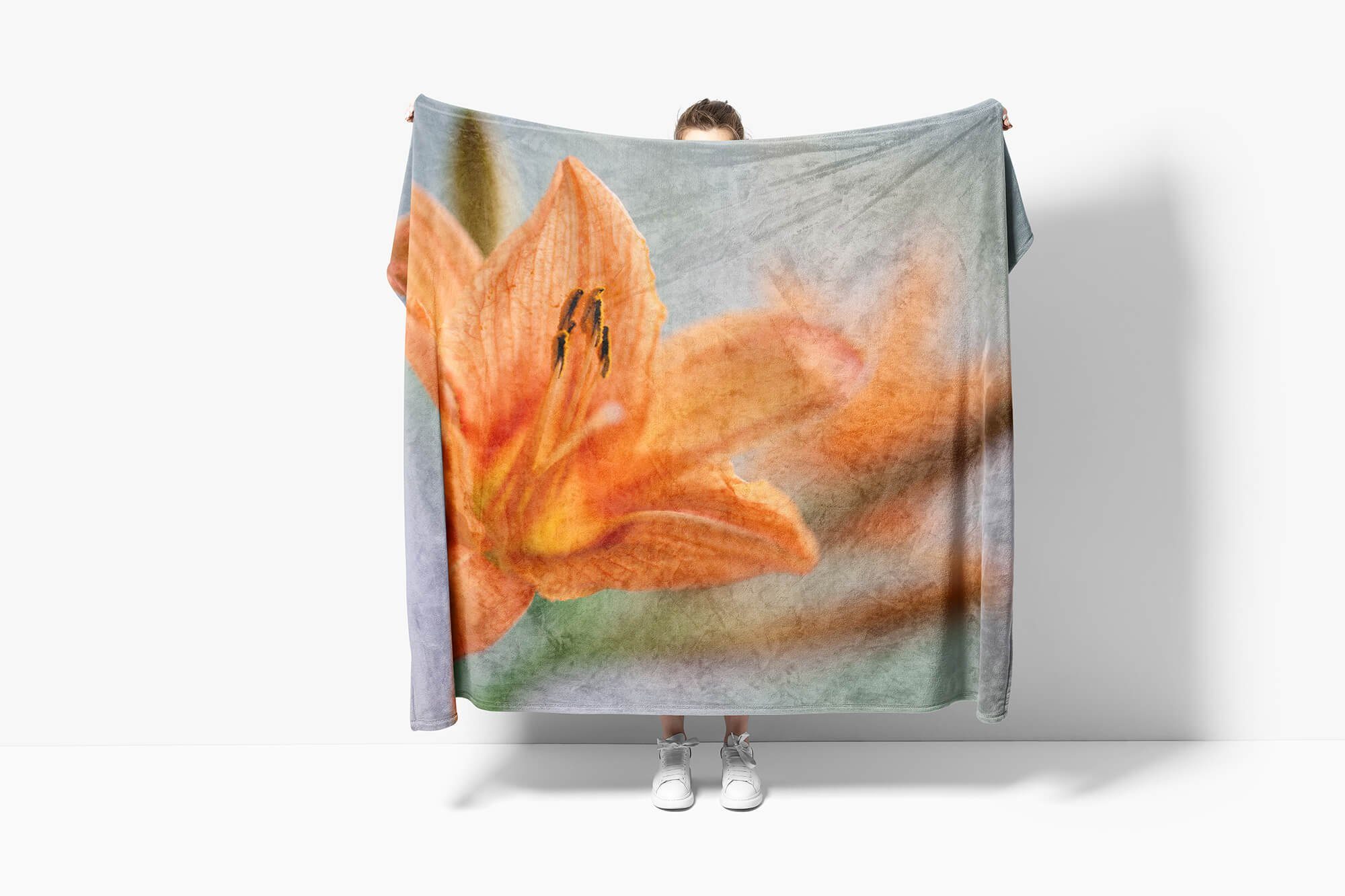 Fotomotiv Art Saunatuch (1-St), Handtücher Fotoku, Handtuch mit Baumwolle-Polyester-Mix Blume Handtuch Strandhandtuch Sinus Blüte Kuscheldecke