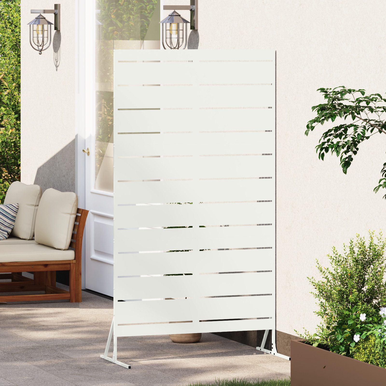 vidaXL Gartenzaun Metallzaunpanel Weiß Metall Standard günstig online kaufen