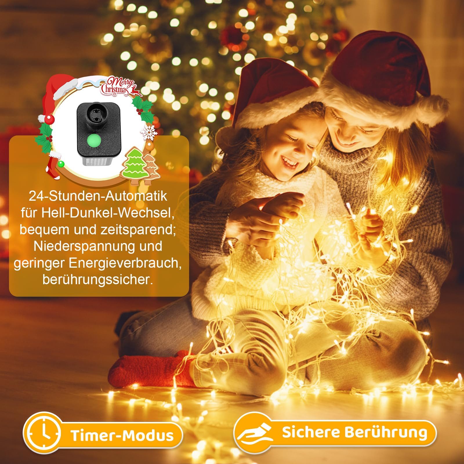 MERRY 2026 LED-Lichterkette mit Timer 8 Modi,20M-100M 31 V Weihnachtsbeleuc günstig online kaufen