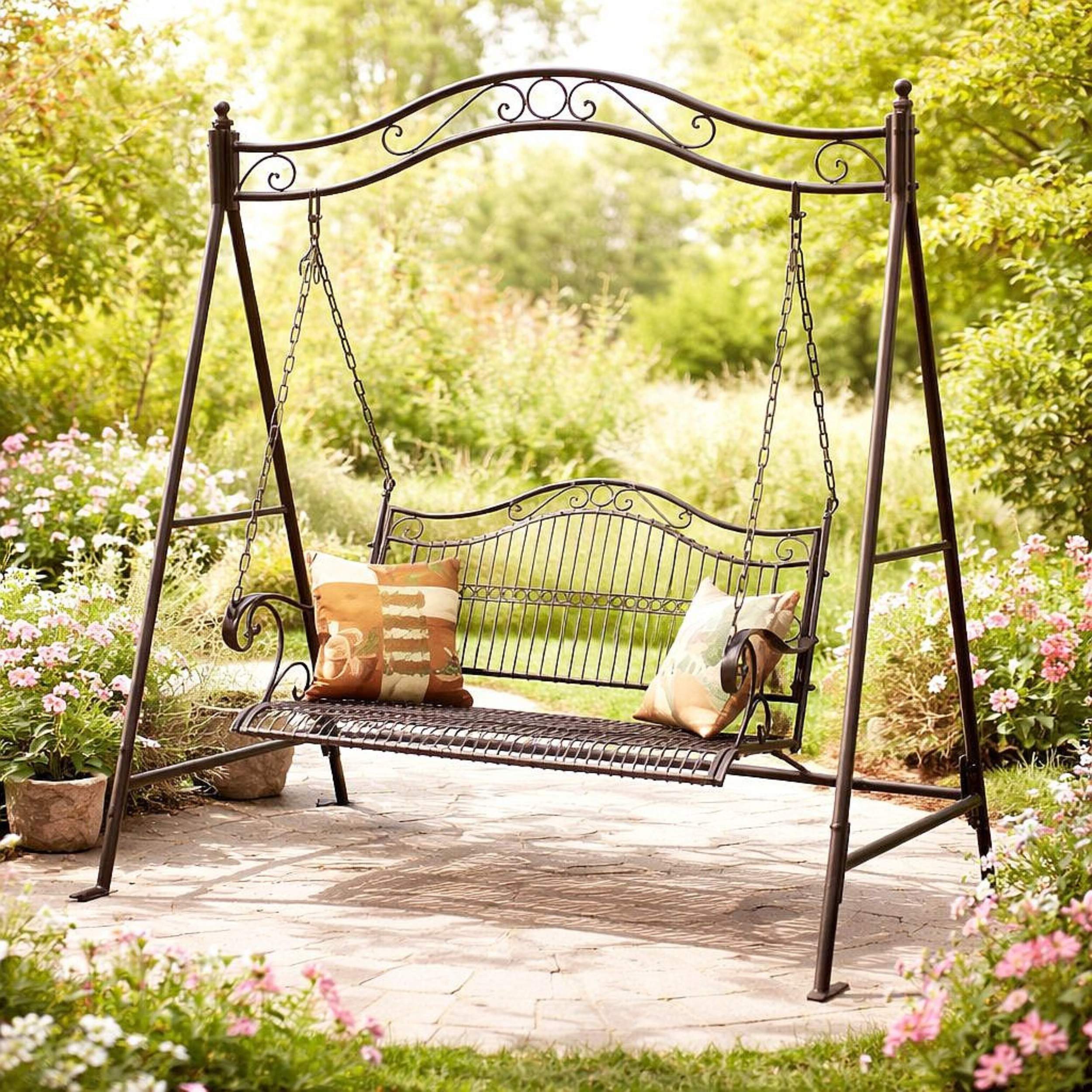 DanDiBo Hollywoodschaukel Metall Antik 2 Sitzer Gartenschaukel 082505 Schaukel Garten Bank, Schmiedeeisen – Bild 4 von 5