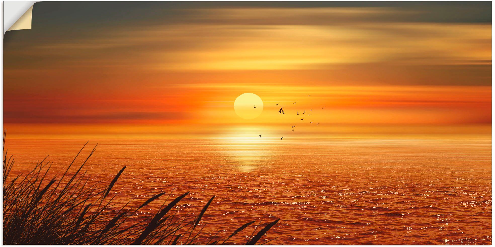 St), Größen Wandaufkleber (1 Poster -untergang Meer, als Leinwandbild, Sonnenuntergang versch. Artland dem & oder über Sonnenaufgang Wandbild in